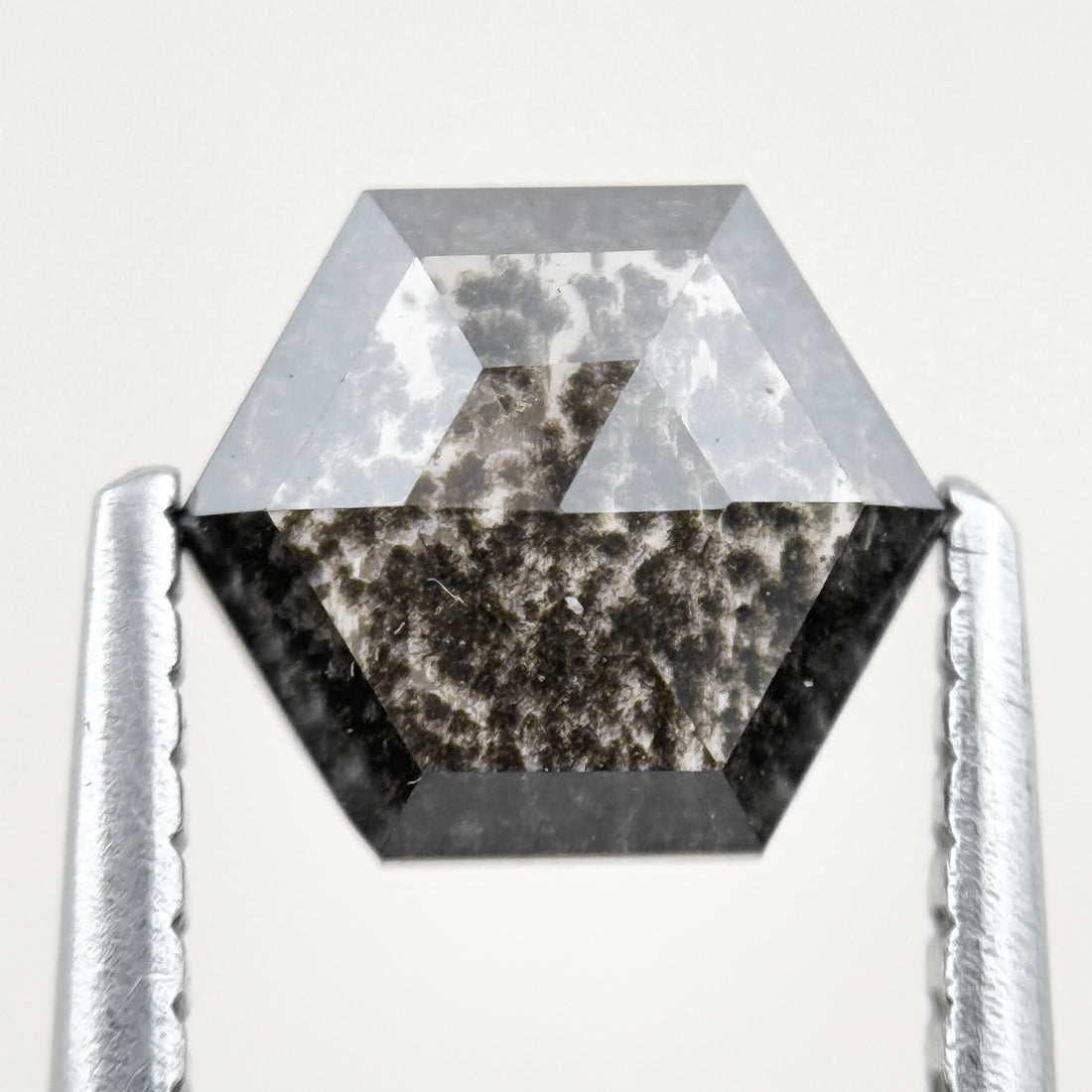 1.00 Ct Hexagon Rose Cut Grey Natural Salt and Pepper Diamond