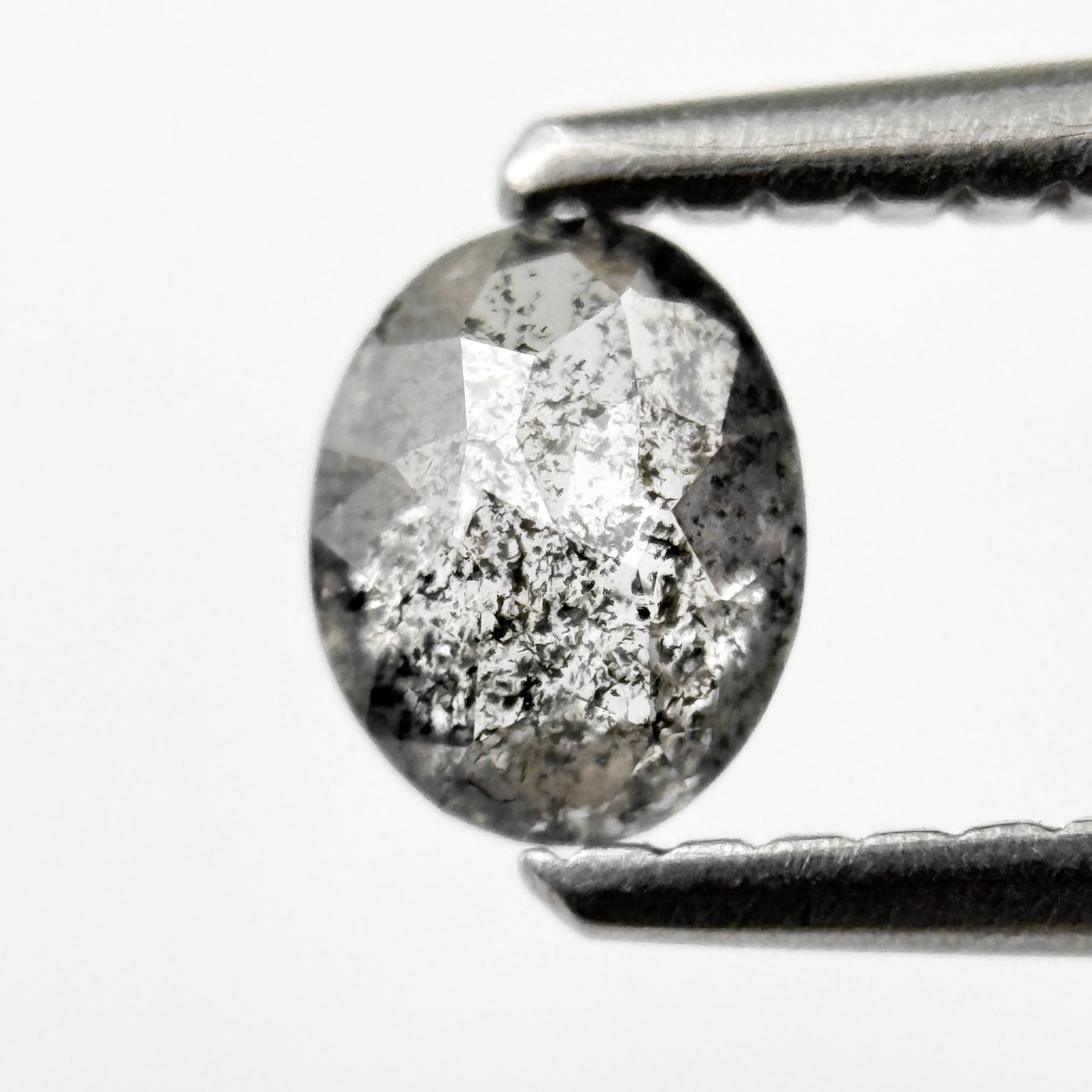 0.41 Ct Oval Rose Cut Grey Natural Salt and Pepper Diamond