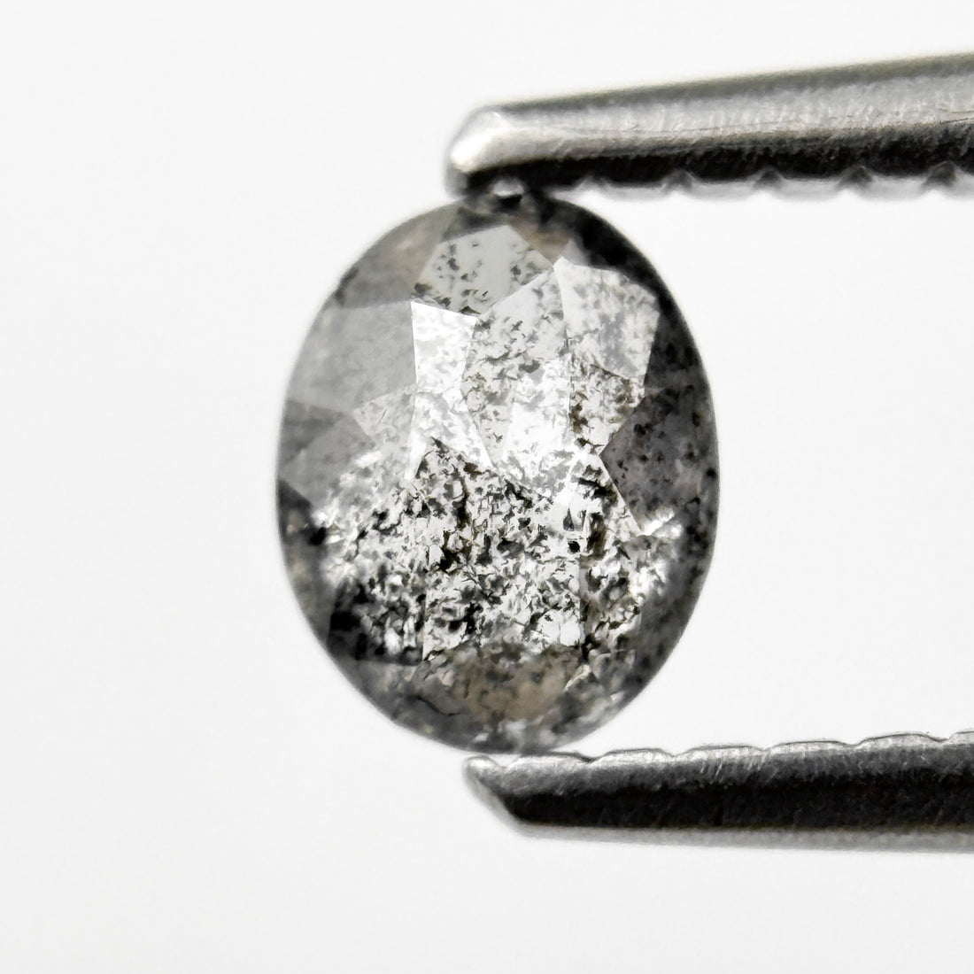 0.41 Ct Oval Rose Cut Grey Natural Salt and Pepper Diamond