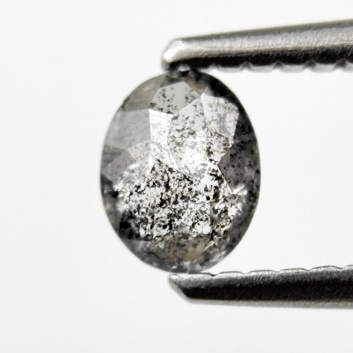 0.41 Ct Oval Rose Cut Grey Natural Salt and Pepper Diamond