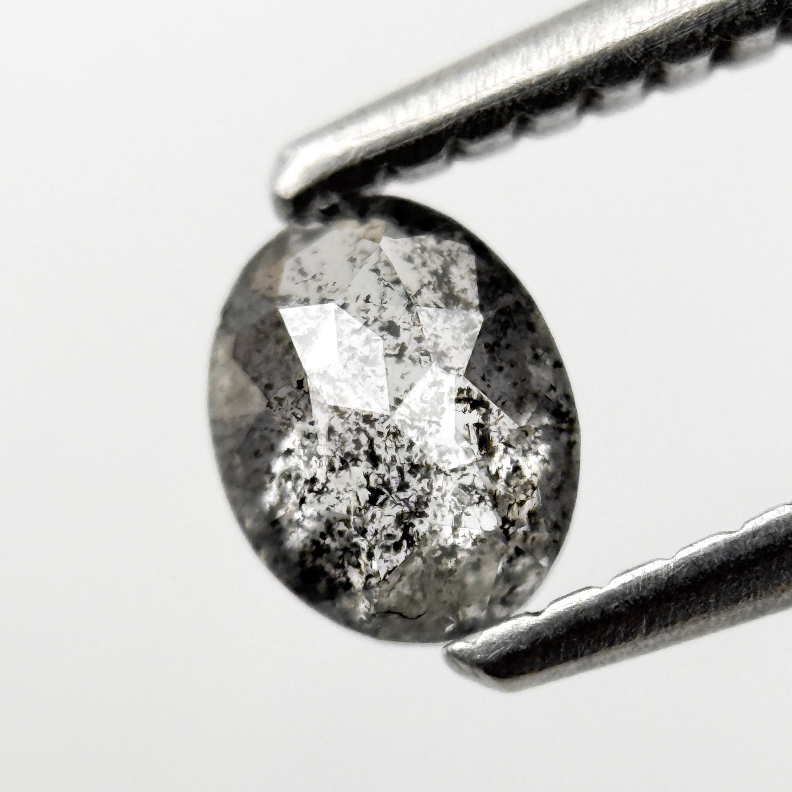 0.41 Ct Oval Rose Cut Grey Natural Salt and Pepper Diamond