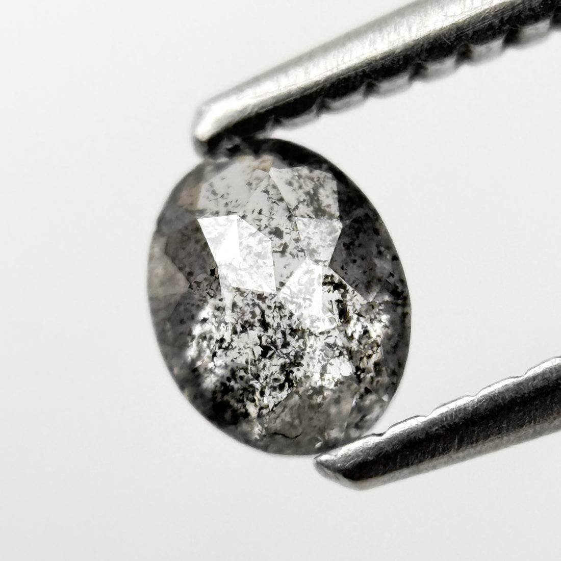 0.41 Ct Oval Rose Cut Grey Natural Salt and Pepper Diamond