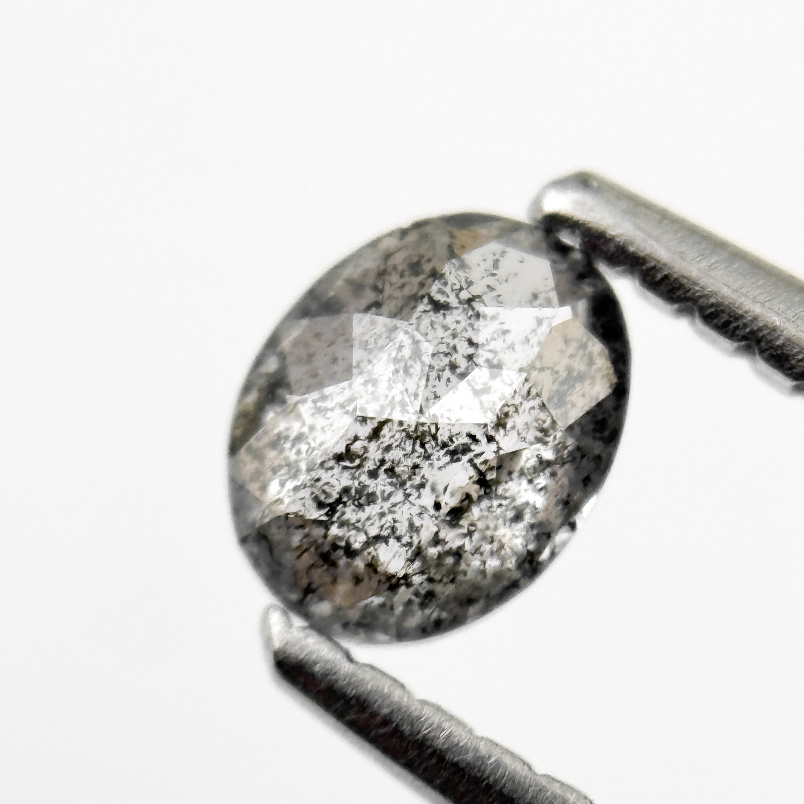 0.41 Ct Oval Rose Cut Grey Natural Salt and Pepper Diamond