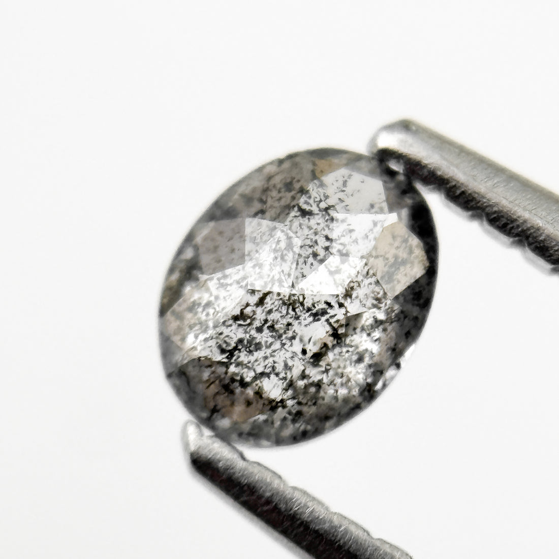 0.41 Ct Oval Rose Cut Grey Natural Salt and Pepper Diamond