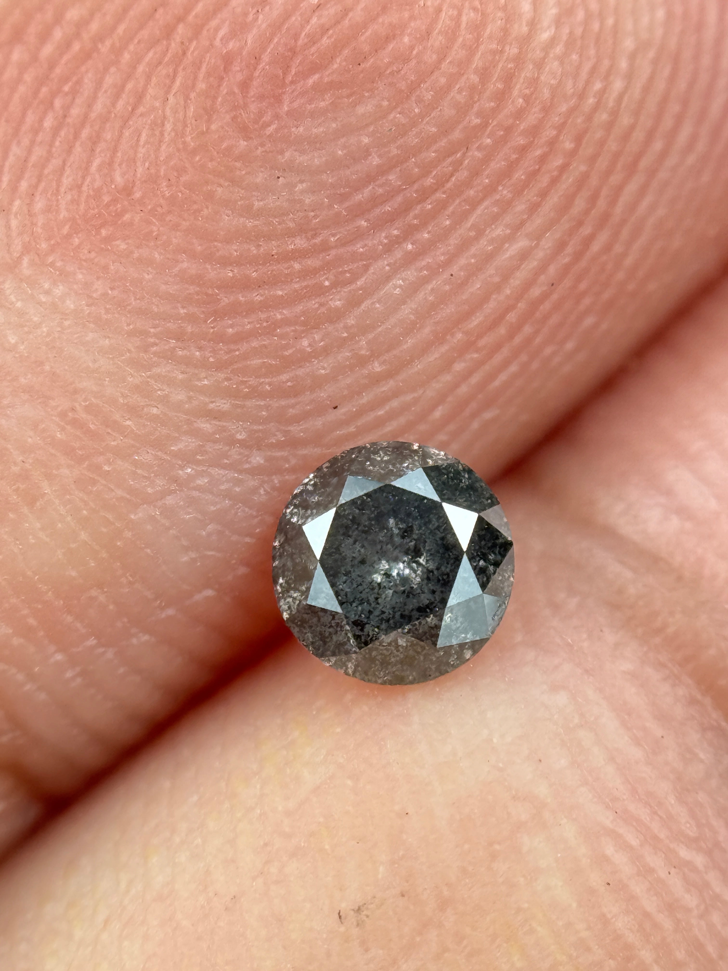 0.37 Ct Round Brilliant Cut Grey Natural Salt and Pepper Diamond