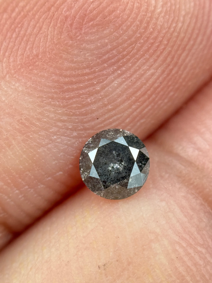 0.37 Ct Round Brilliant Cut Grey Natural Salt and Pepper Diamond