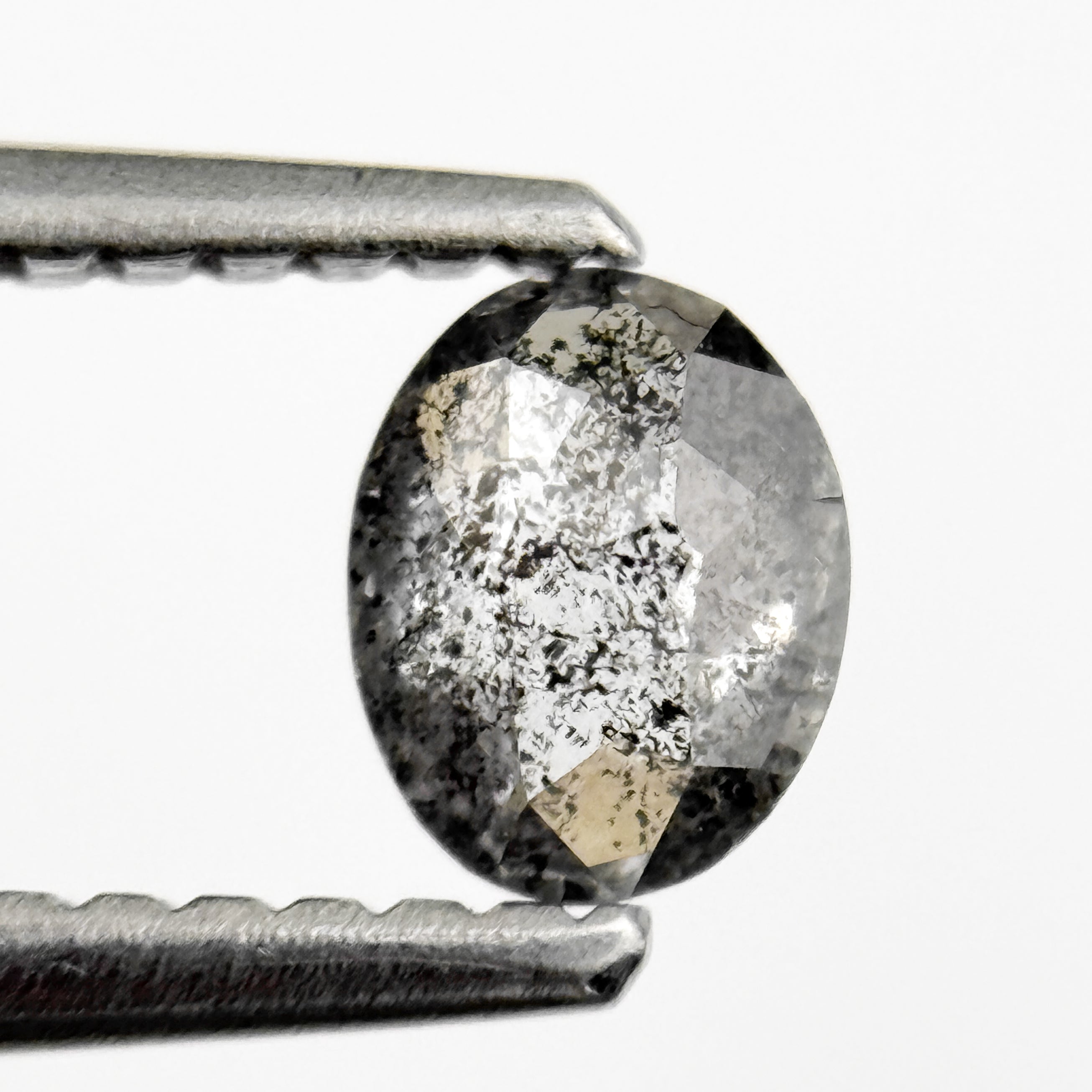 0.41 Ct Oval Rose Cut Grey Natural Salt and Pepper Diamond
