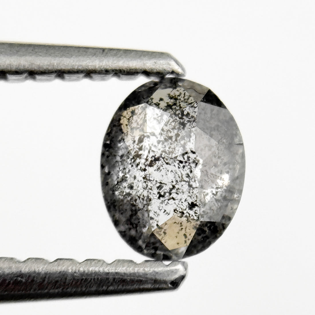 0.41 Ct Oval Rose Cut Grey Natural Salt and Pepper Diamond