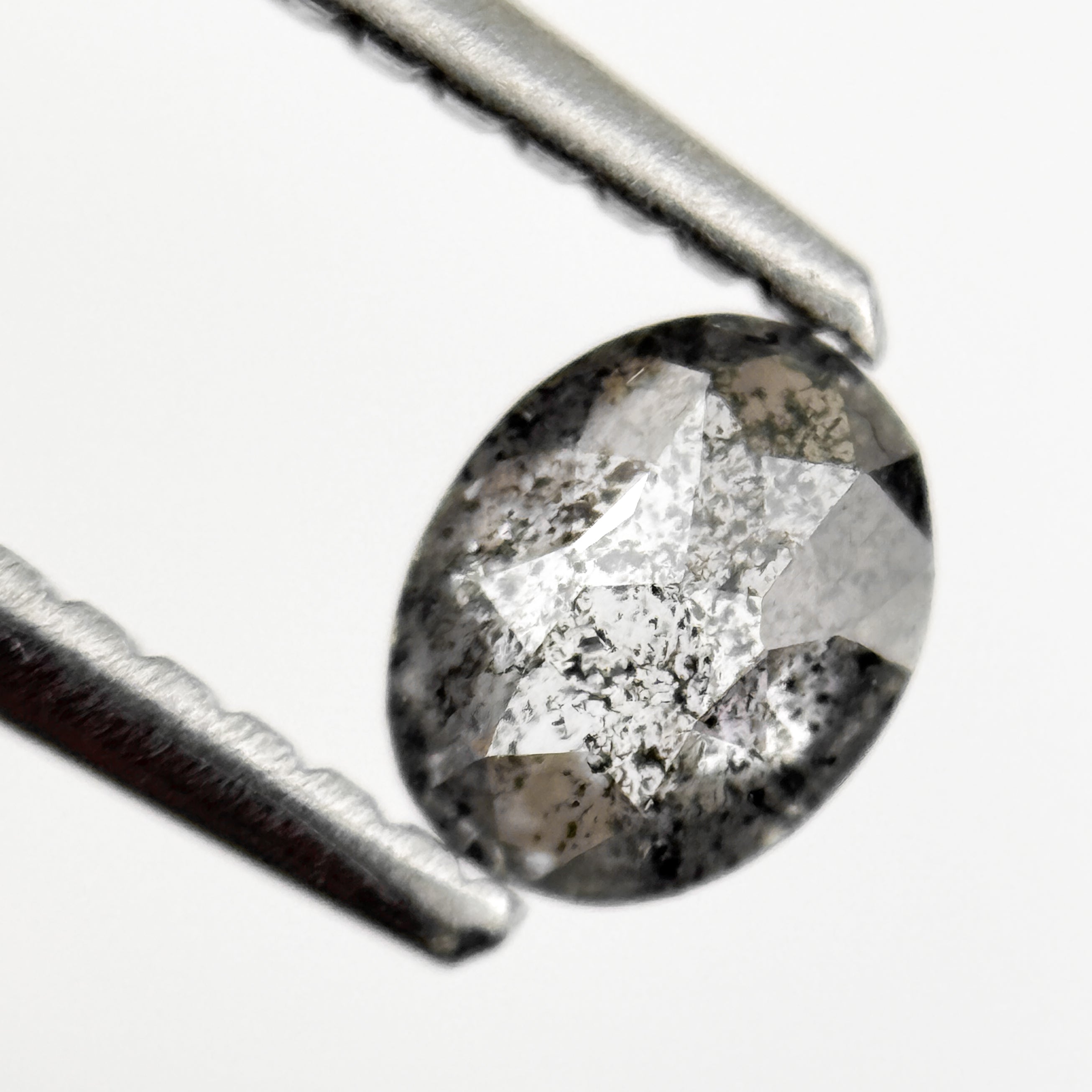 0.41 Ct Oval Rose Cut Grey Natural Salt and Pepper Diamond
