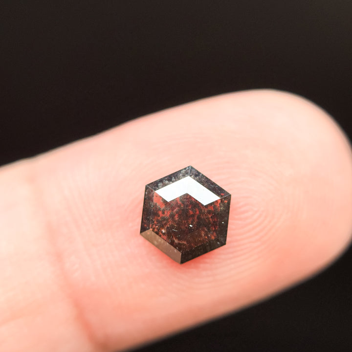 1.00 Ct Hexagon Rose Cut Grey Natural Salt and Pepper Diamond
