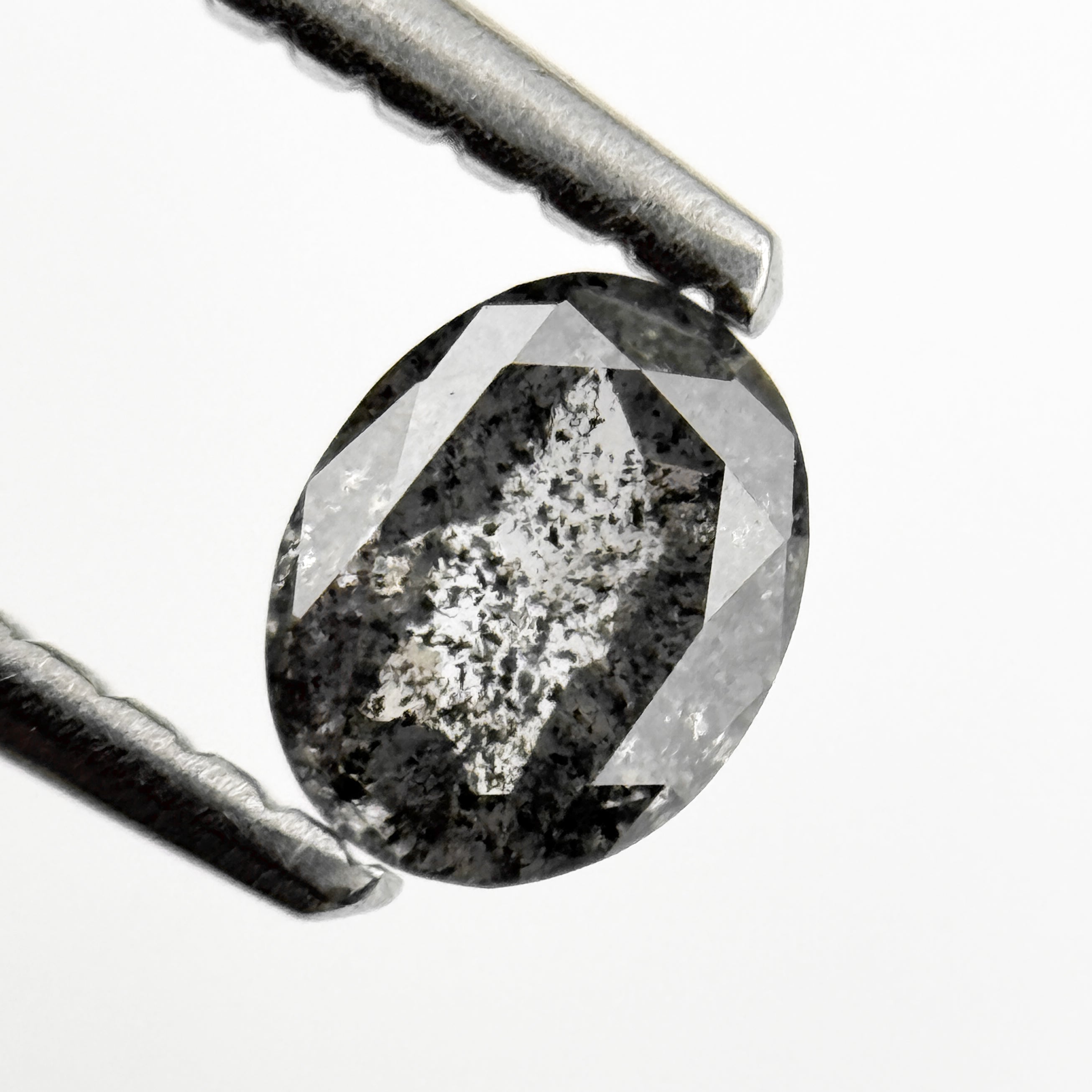 0.41 Ct Oval Rose Cut Grey Natural Salt and Pepper Diamond