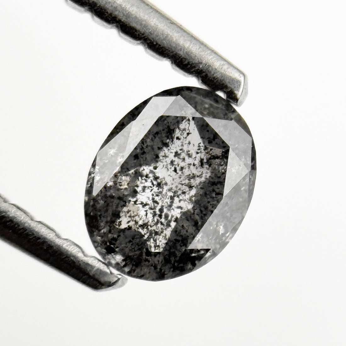 0.41 Ct Oval Rose Cut Grey Natural Salt and Pepper Diamond