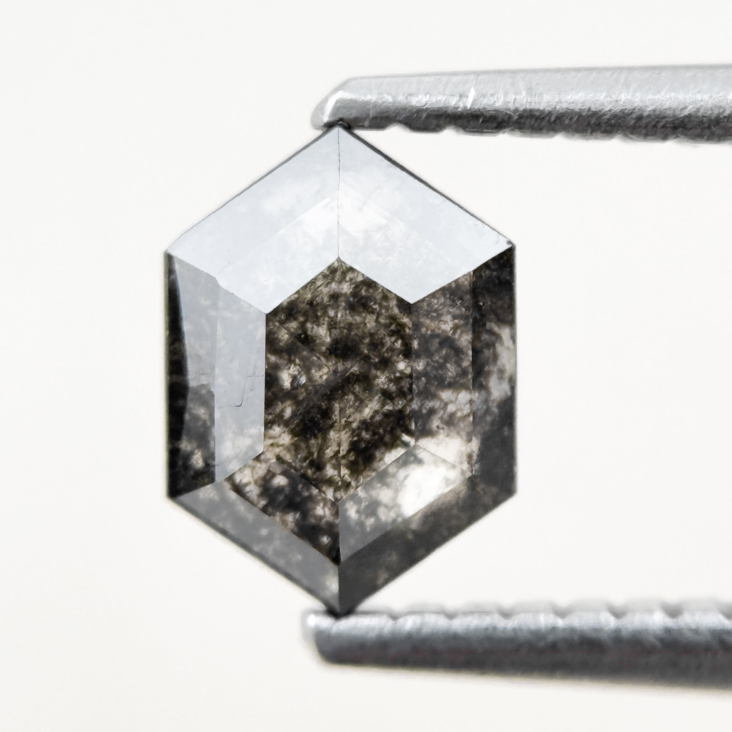 0.83 Ct Hexagon Rose Cut Grey Natural Salt and Pepper Diamond