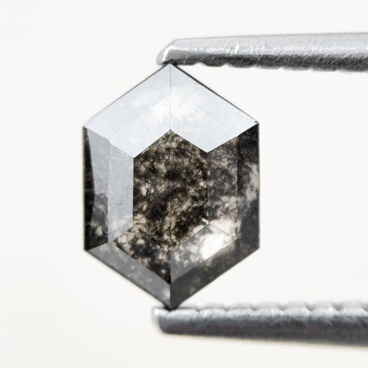 0.83 Ct Hexagon Rose Cut Grey Natural Salt and Pepper Diamond