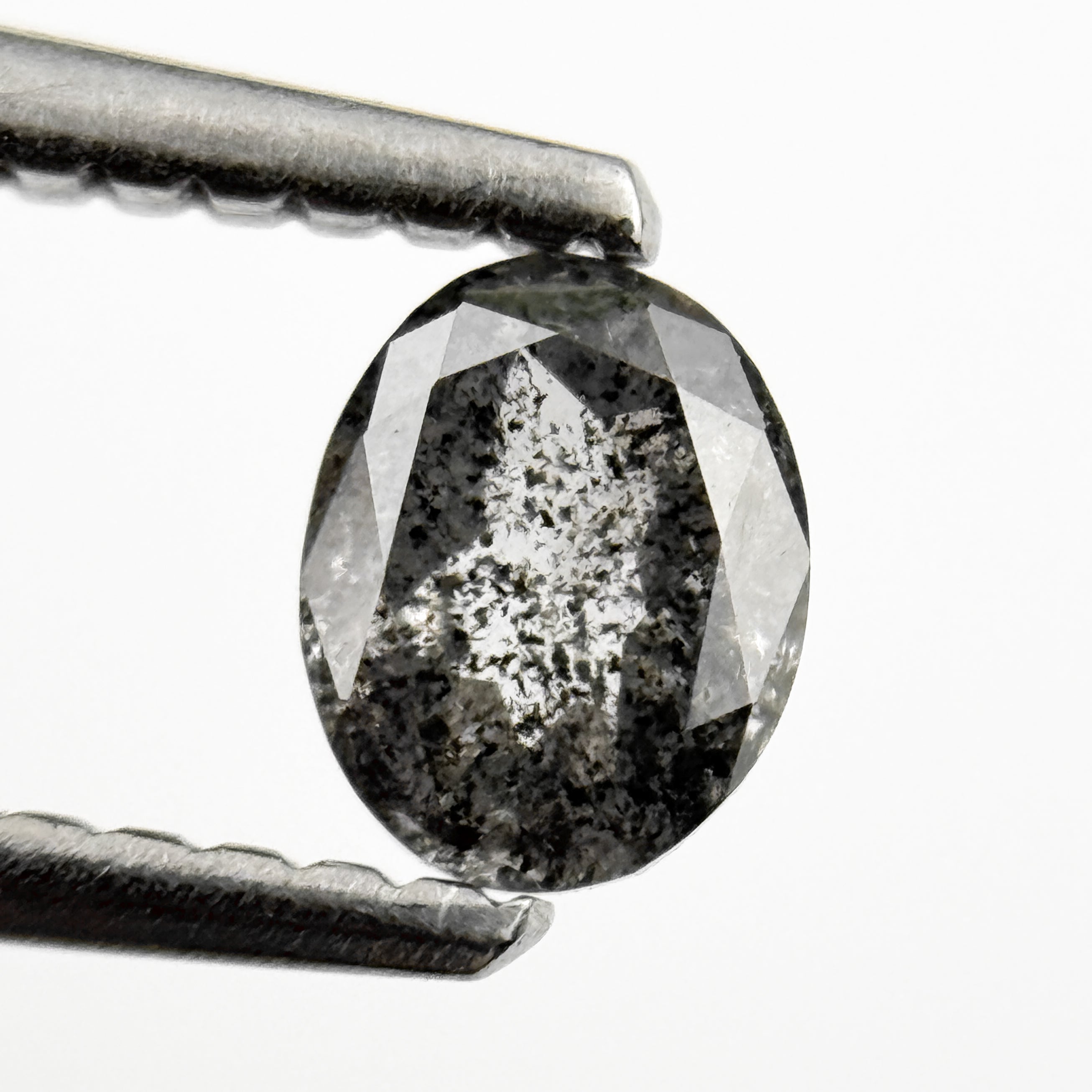 0.41 Ct Oval Rose Cut Grey Natural Salt and Pepper Diamond