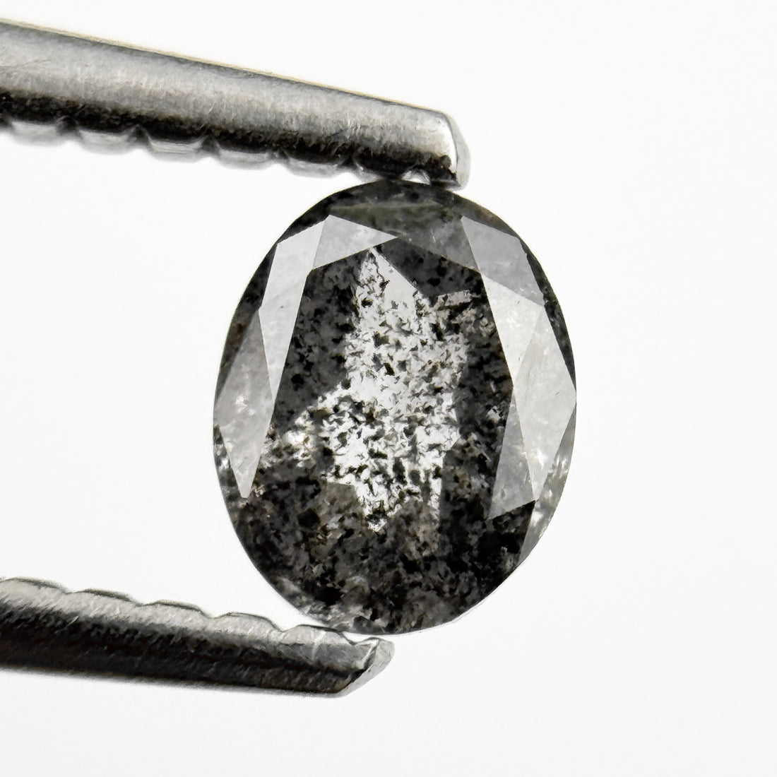 0.41 Ct Oval Rose Cut Grey Natural Salt and Pepper Diamond