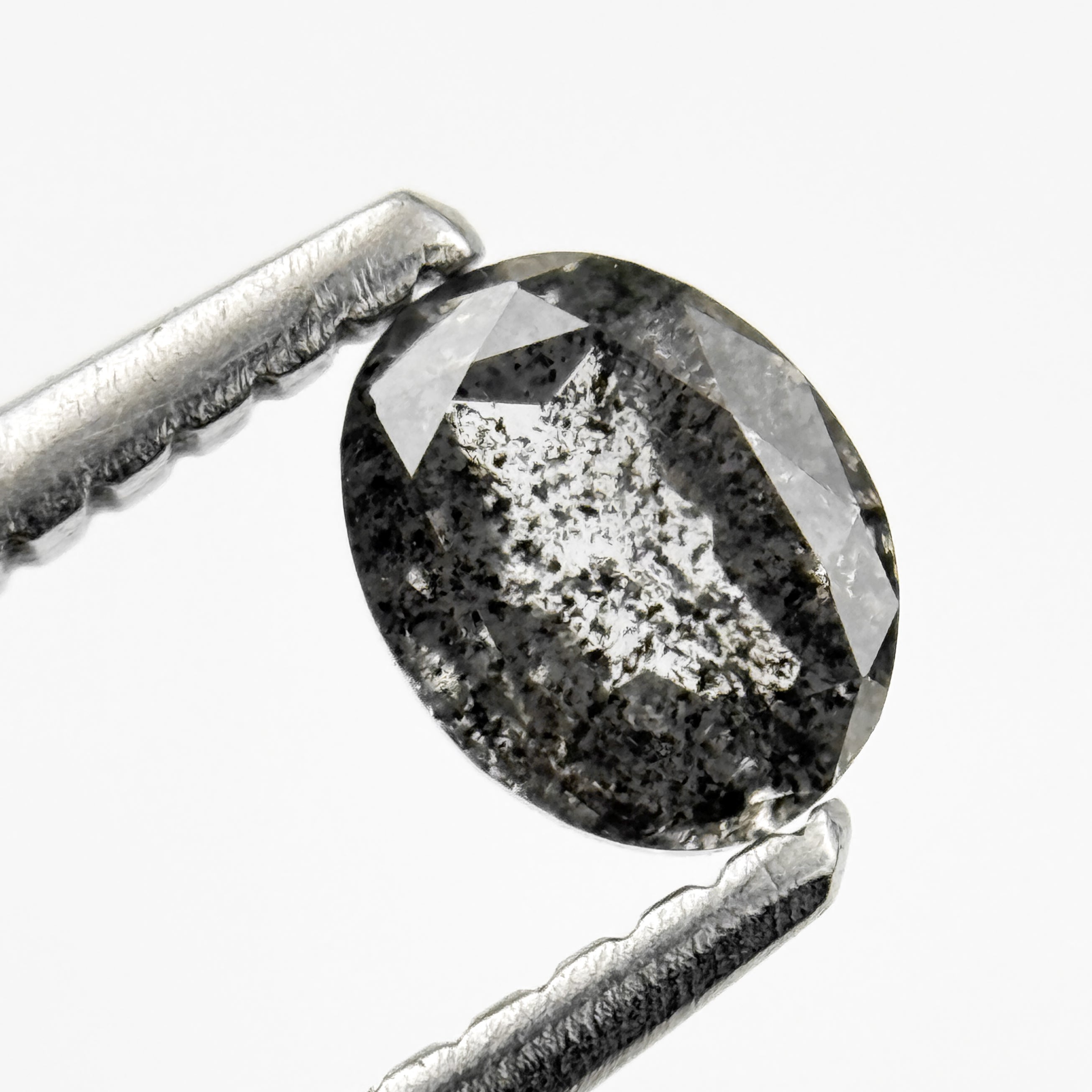 0.41 Ct Oval Rose Cut Grey Natural Salt and Pepper Diamond