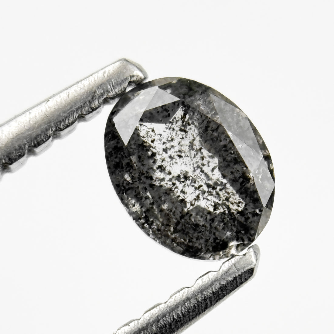 0.41 Ct Oval Rose Cut Grey Natural Salt and Pepper Diamond