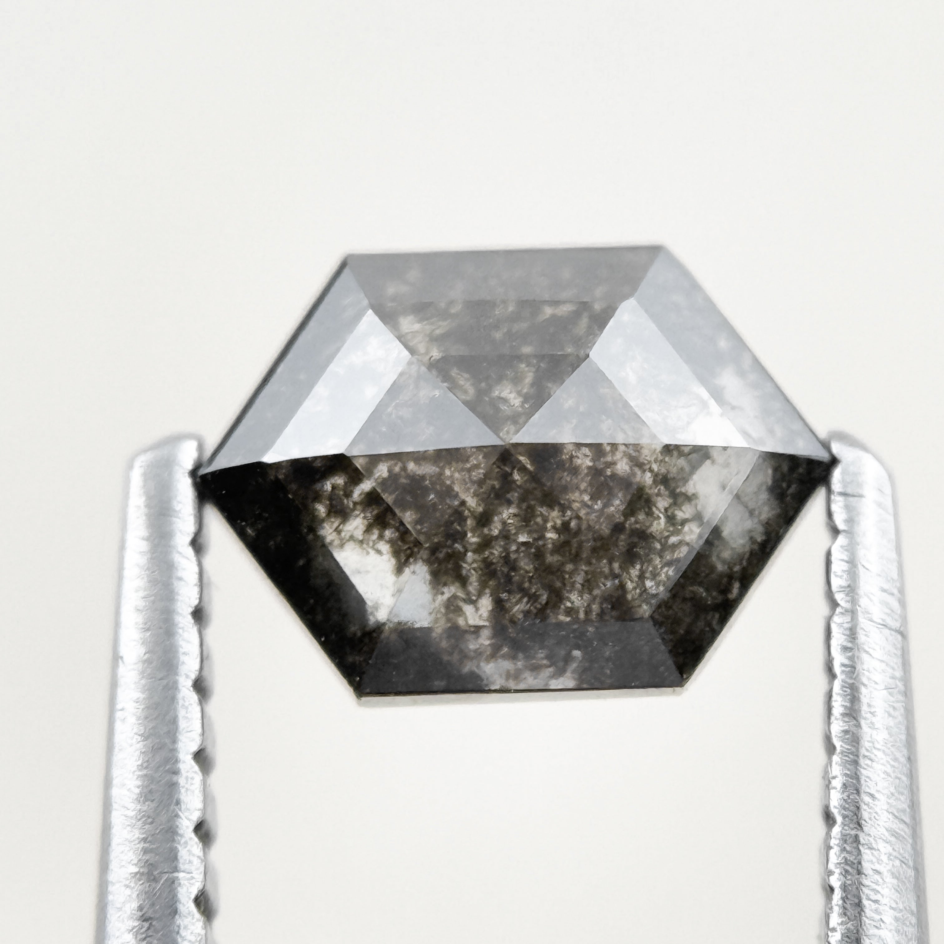 0.83 Ct Hexagon Rose Cut Grey Natural Salt and Pepper Diamond