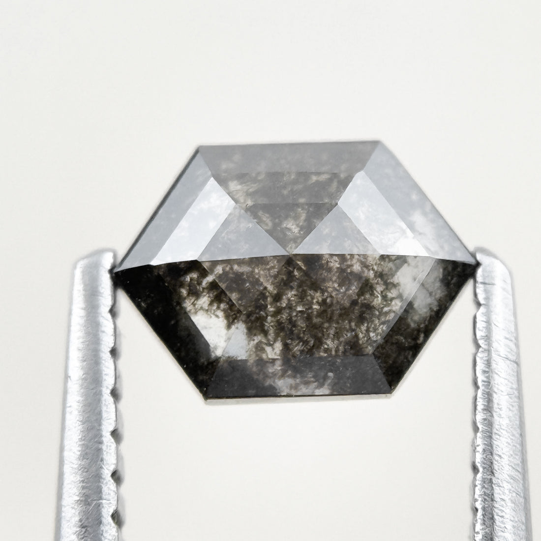 0.83 Ct Hexagon Rose Cut Grey Natural Salt and Pepper Diamond