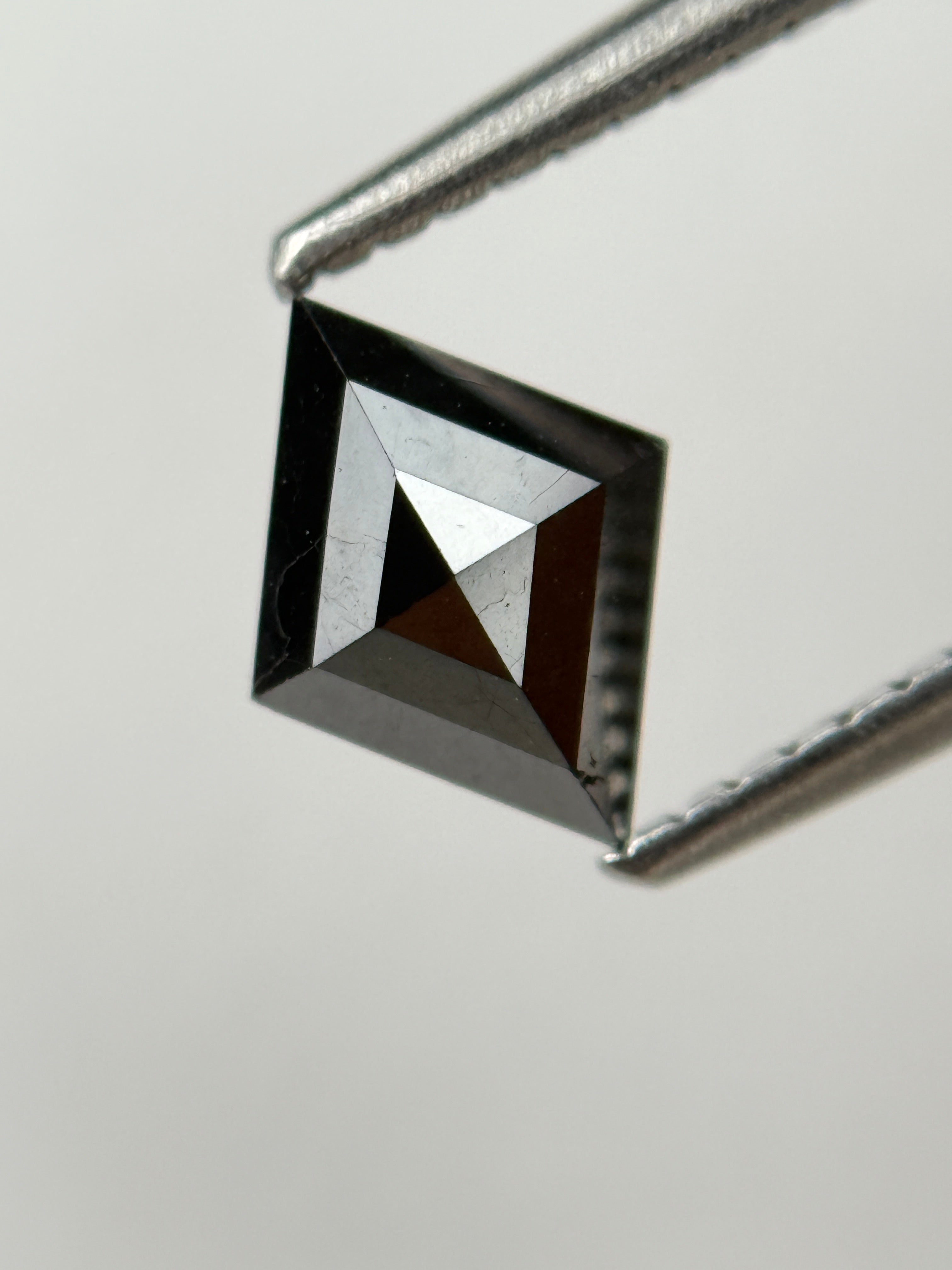 0.79 Ct Kite Rose Cut Black Natural Salt and Pepper Diamond