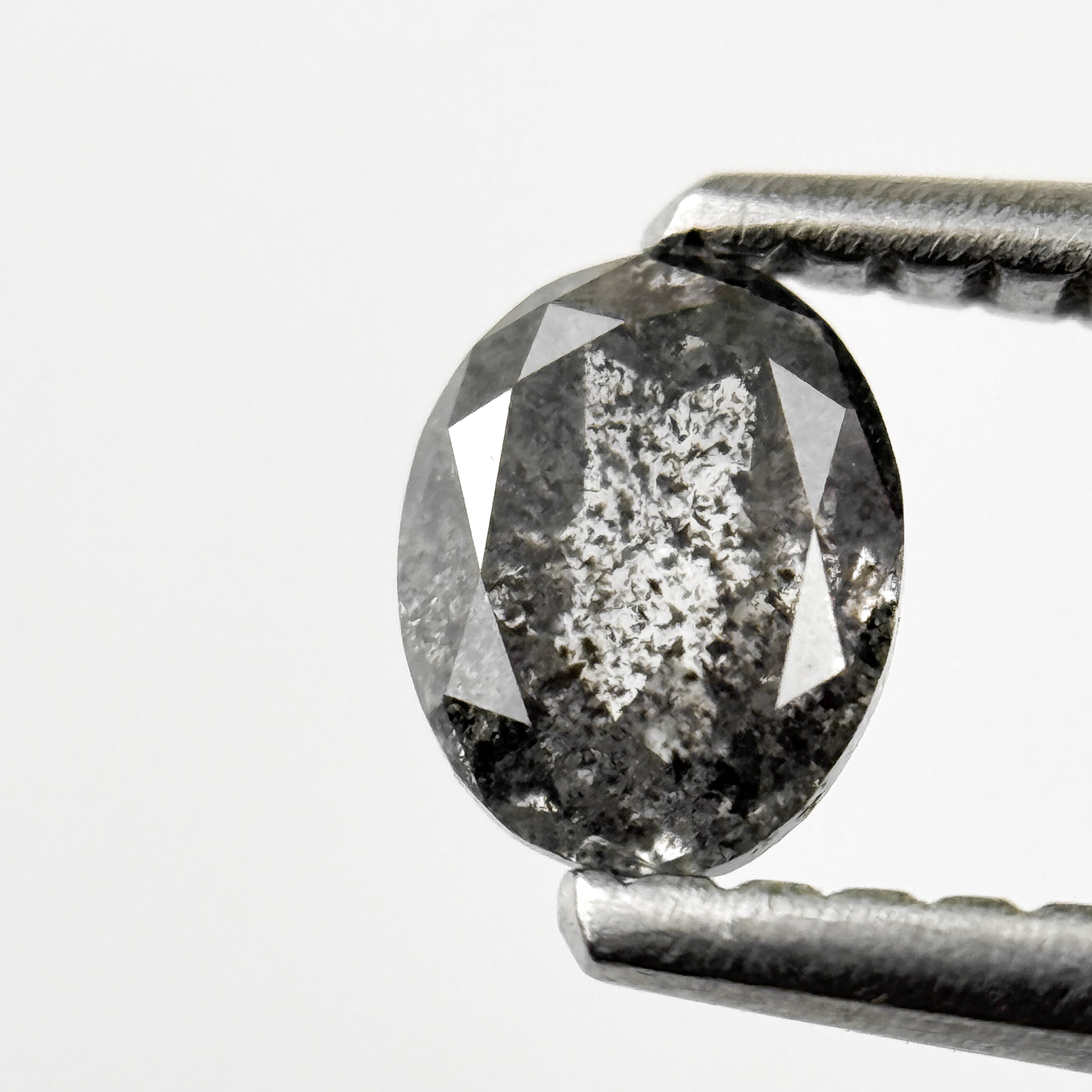 0.41 Ct Oval Rose Cut Grey Natural Salt and Pepper Diamond