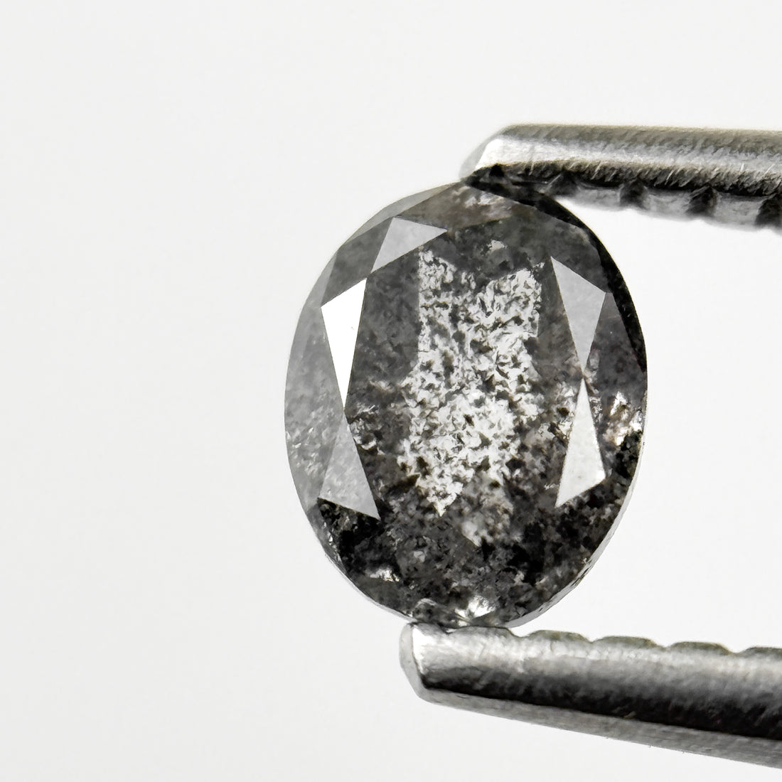 0.41 Ct Oval Rose Cut Grey Natural Salt and Pepper Diamond