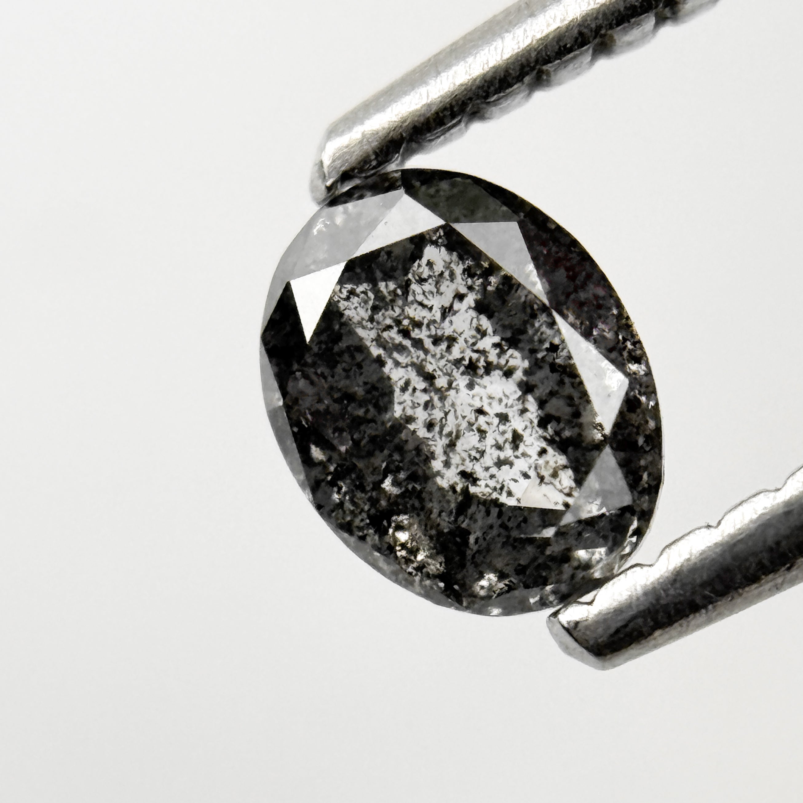 0.41 Ct Oval Rose Cut Grey Natural Salt and Pepper Diamond