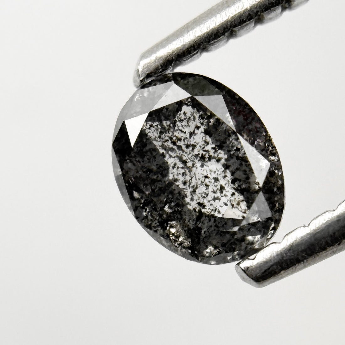 0.41 Ct Oval Rose Cut Grey Natural Salt and Pepper Diamond
