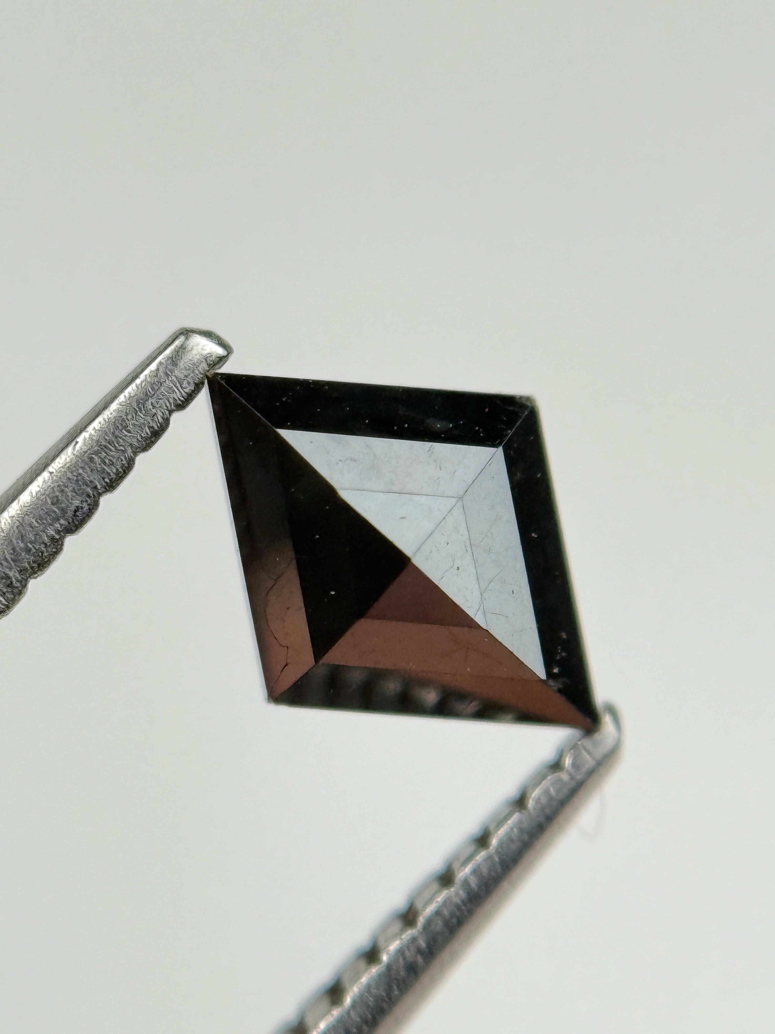 0.79 Ct Kite Rose Cut Black Natural Salt and Pepper Diamond