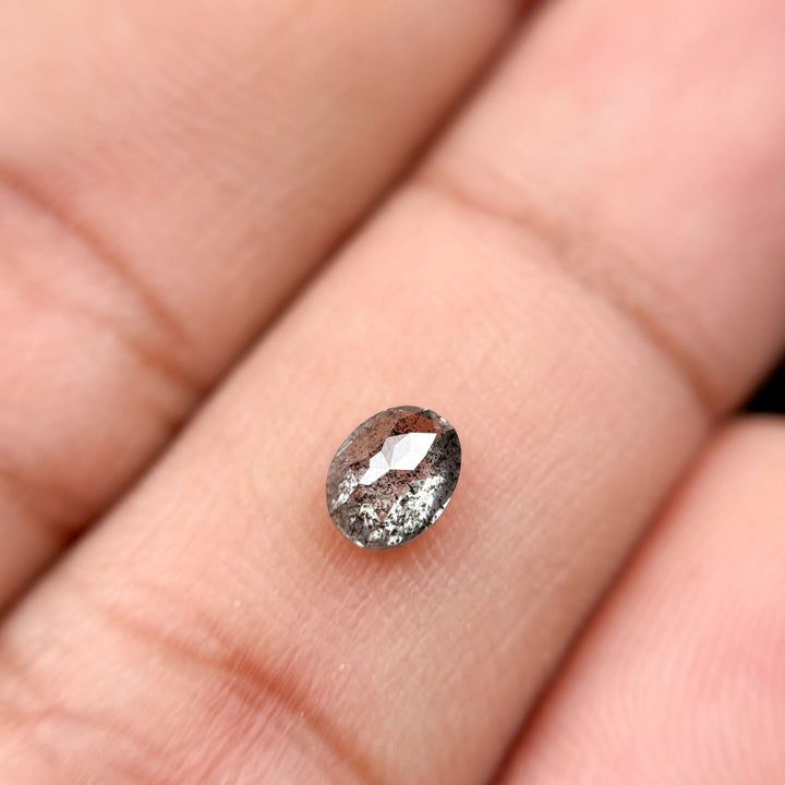 0.41 Ct Oval Rose Cut Grey Natural Salt and Pepper Diamond