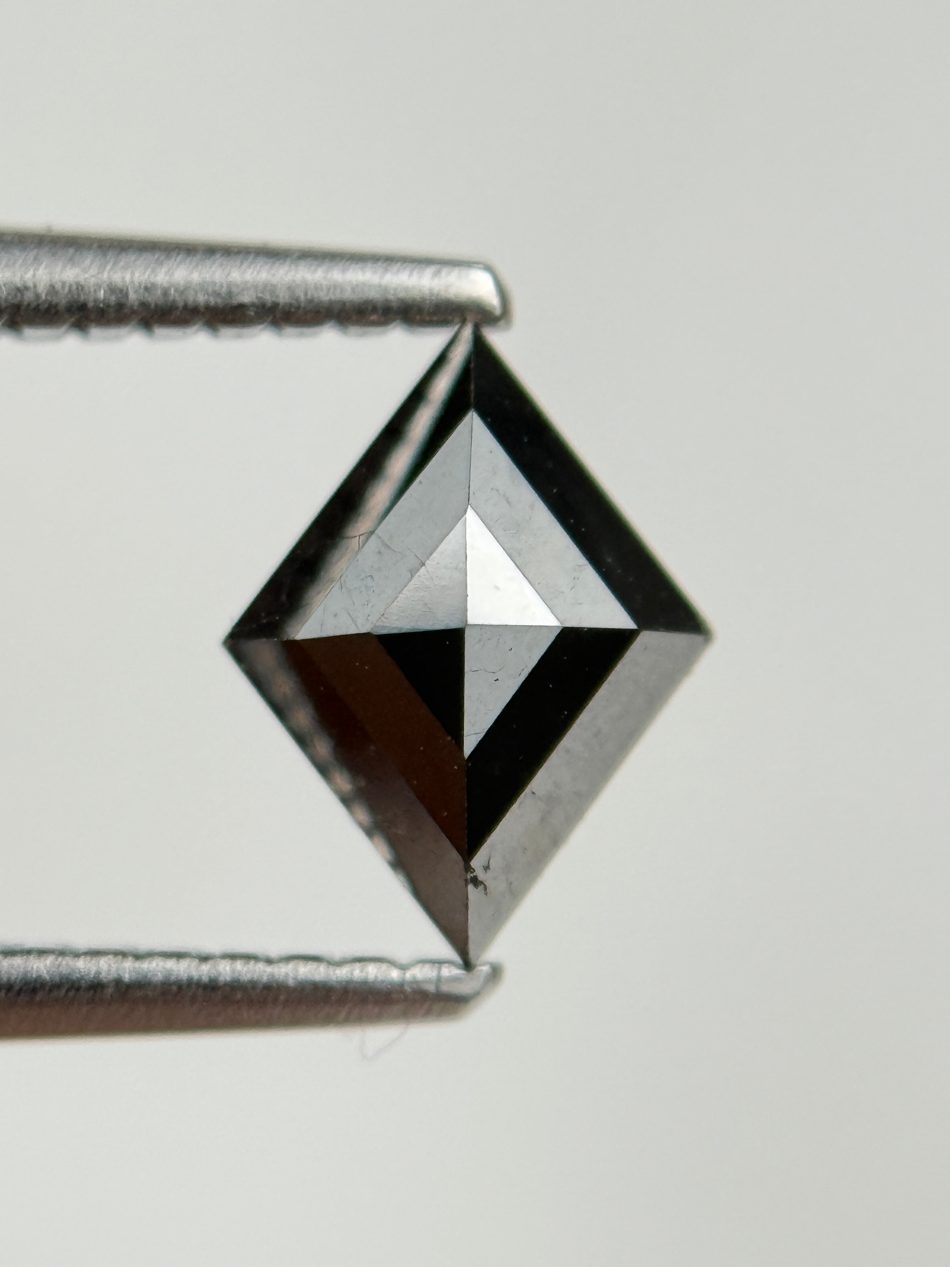 0.79 Ct Kite Rose Cut Black Natural Salt and Pepper Diamond