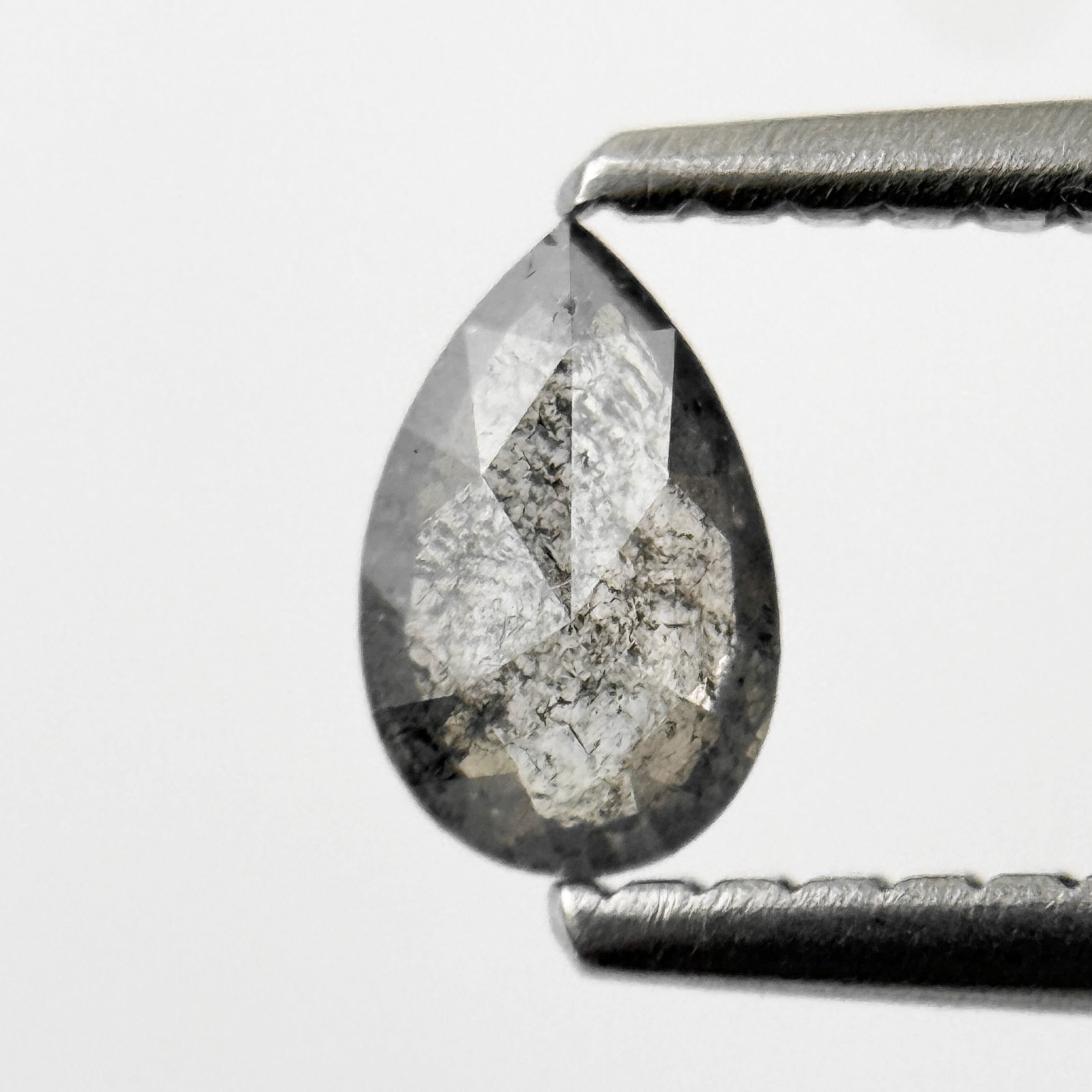 0.29 Ct Pear Rose Cut Grey Natural Salt and Pepper Diamond