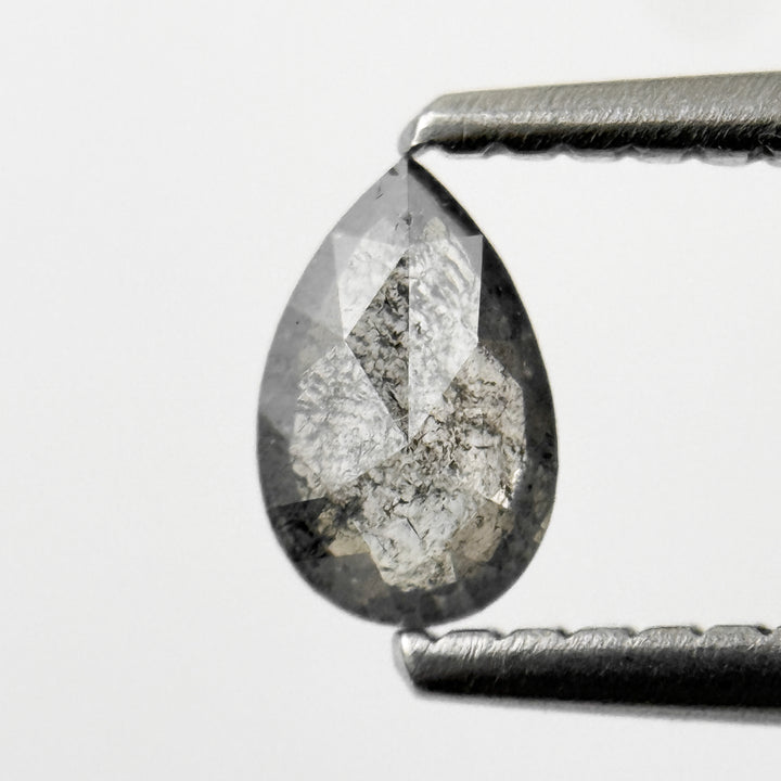 0.29 Ct Pear Rose Cut Grey Natural Salt and Pepper Diamond