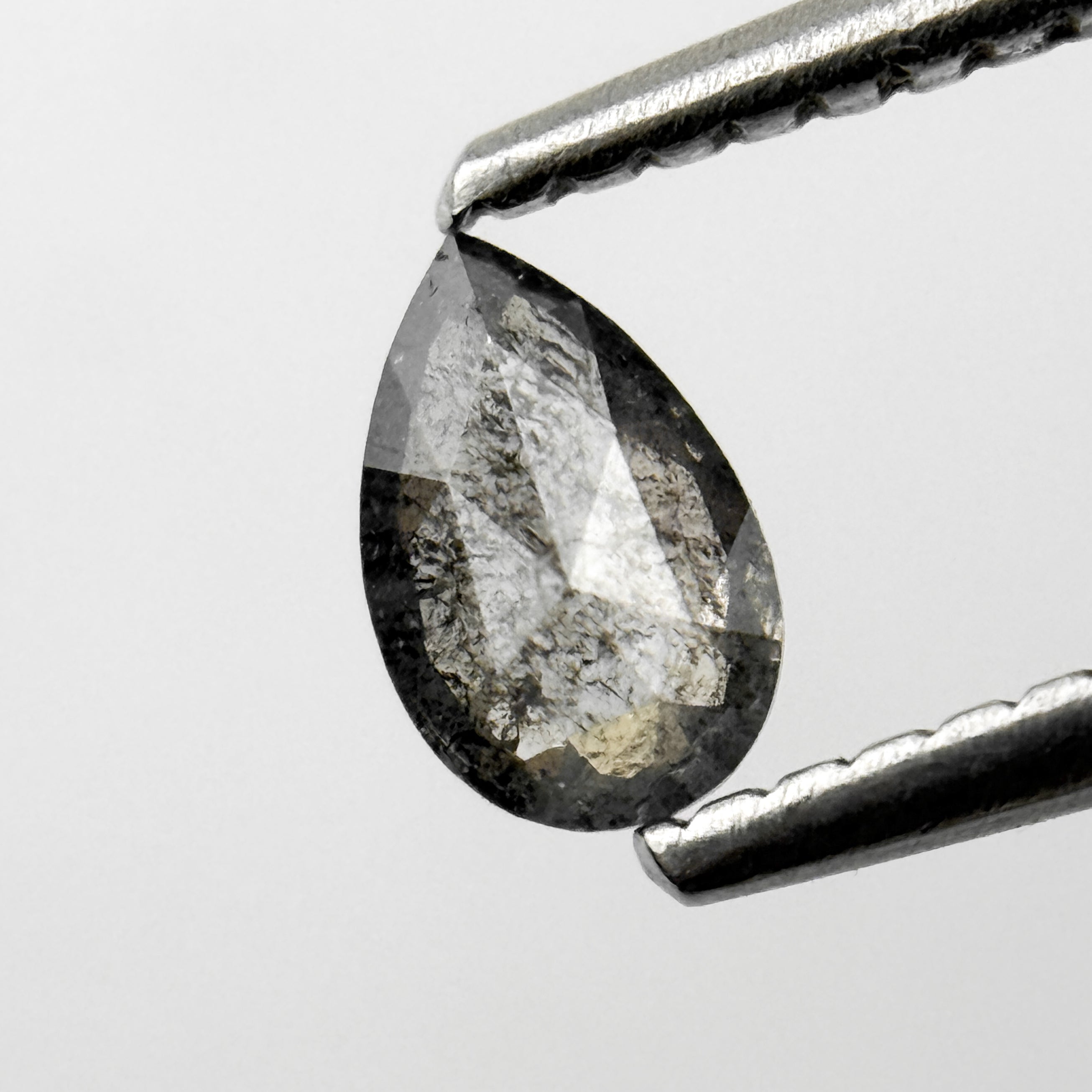 0.29 Ct Pear Rose Cut Grey Natural Salt and Pepper Diamond