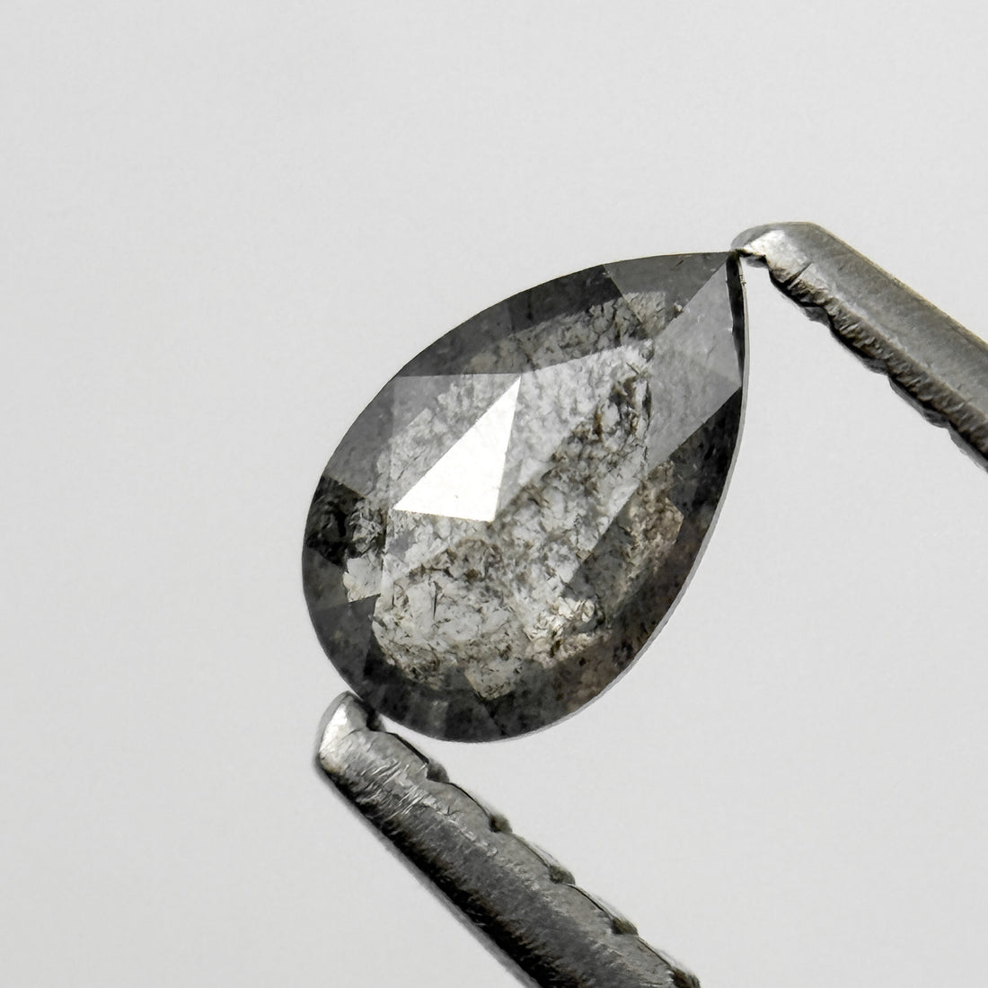 0.29 Ct Pear Rose Cut Grey Natural Salt and Pepper Diamond