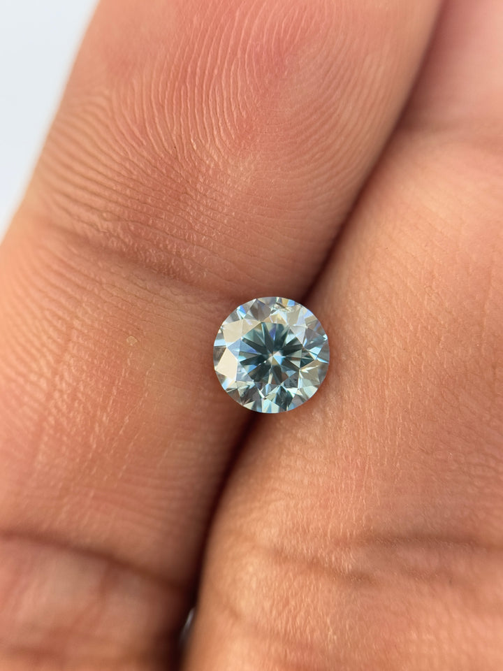 2.0 Ct Round Brilliant Cut Blue Natural Salt and Pepper Diamond
