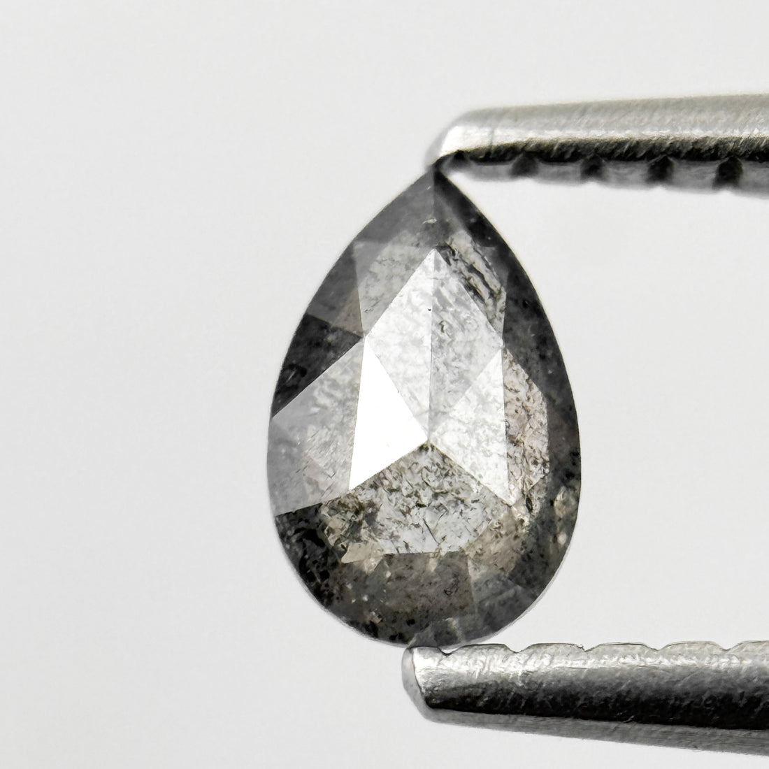 0.29 Ct Pear Rose Cut Grey Natural Salt and Pepper Diamond
