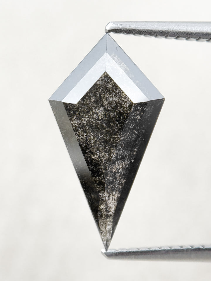 2.37 Ct Kite Rose Cut Grey Natural Salt and Pepper Diamond