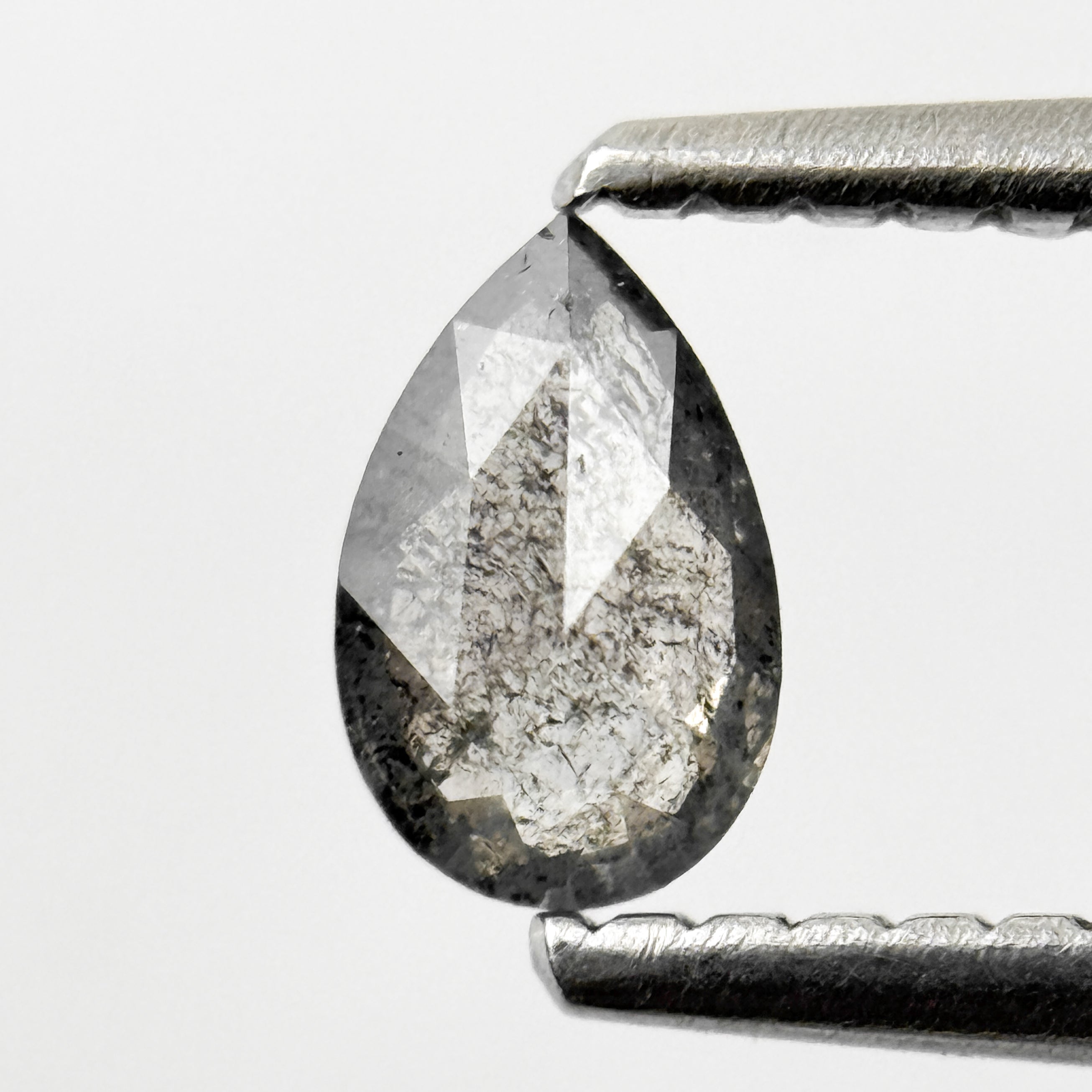 0.29 Ct Pear Rose Cut Grey Natural Salt and Pepper Diamond