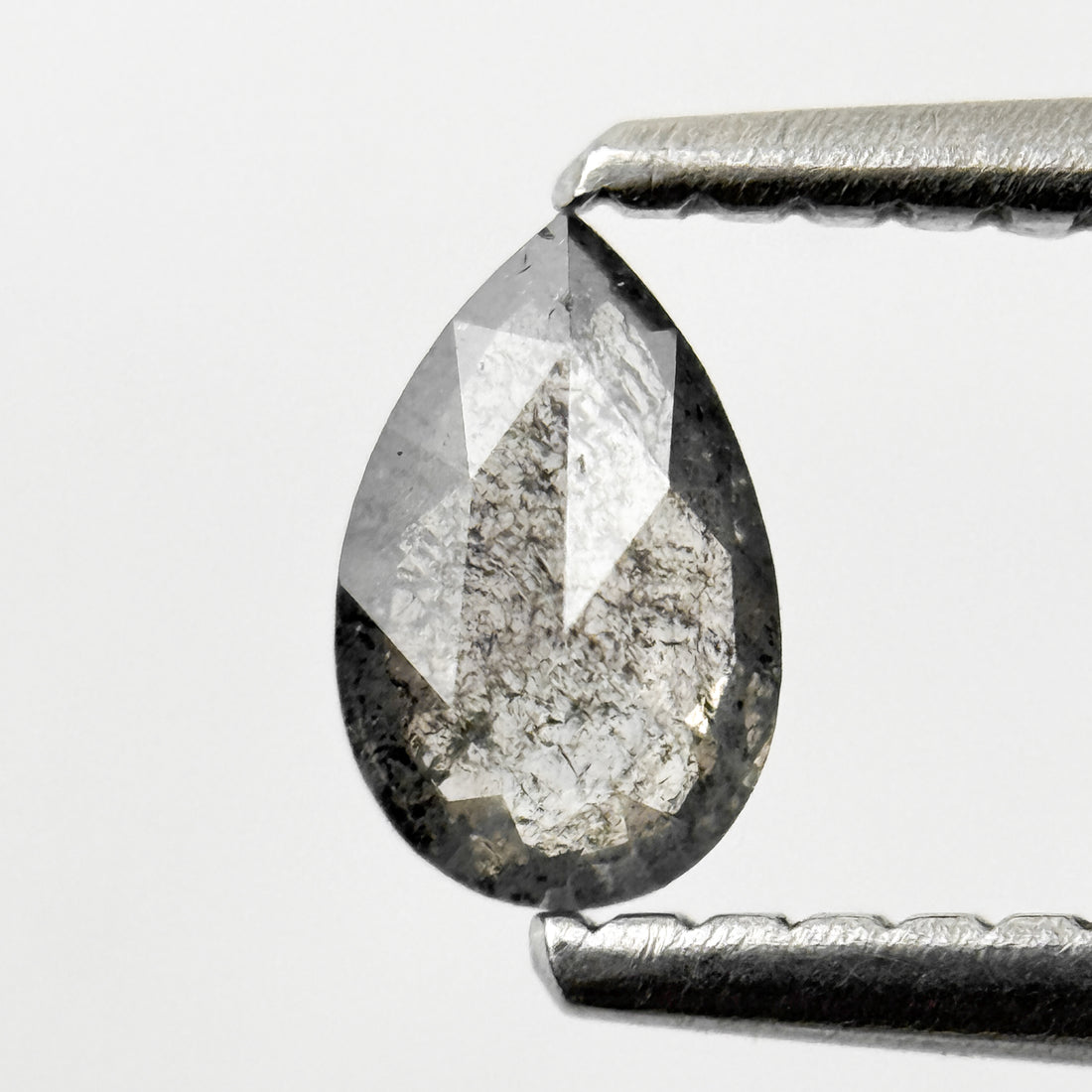 0.29 Ct Pear Rose Cut Grey Natural Salt and Pepper Diamond