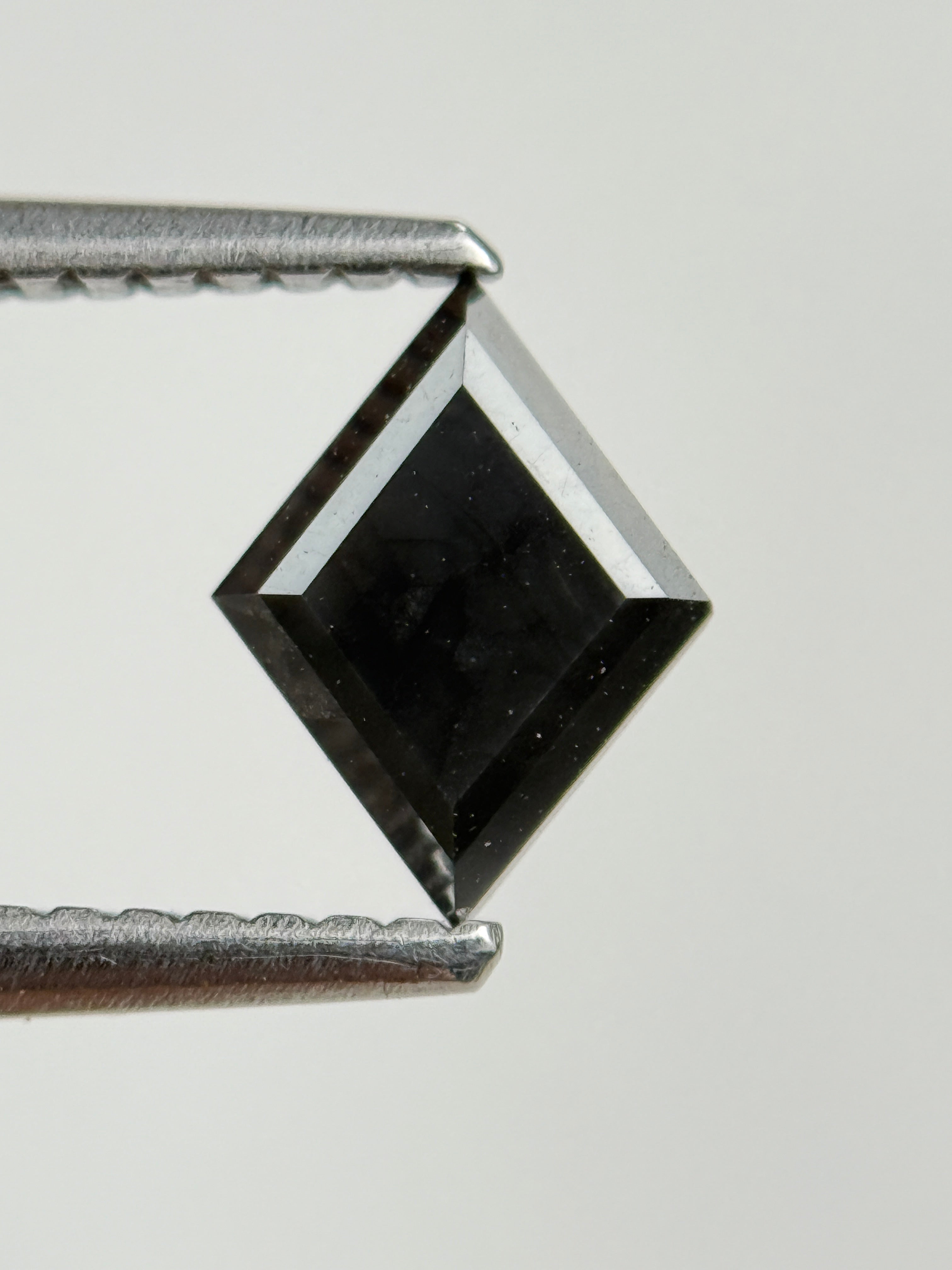 0.79 Ct Kite Rose Cut Black Natural Salt and Pepper Diamond