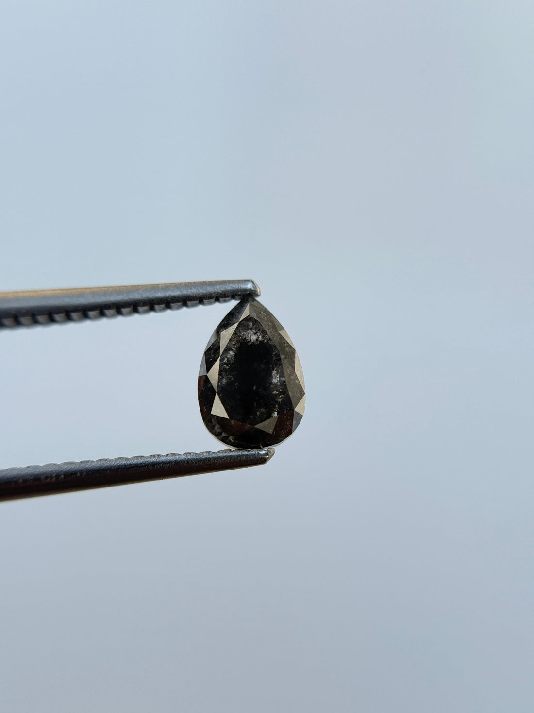 1.25 Ct Pear Rose Cut Grey Natural Salt and Pepper Diamond
