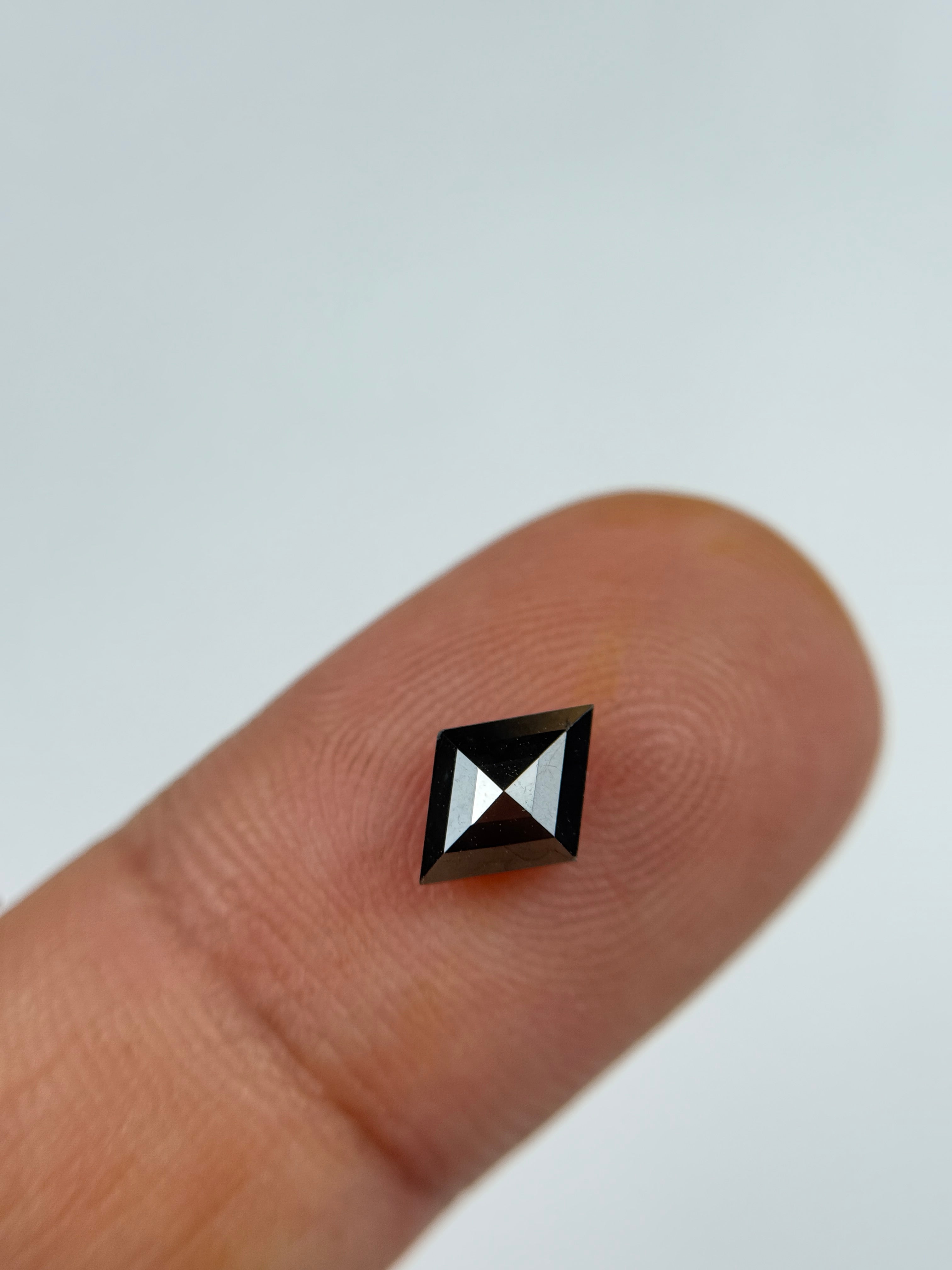 0.79 Ct Kite Rose Cut Black Natural Salt and Pepper Diamond