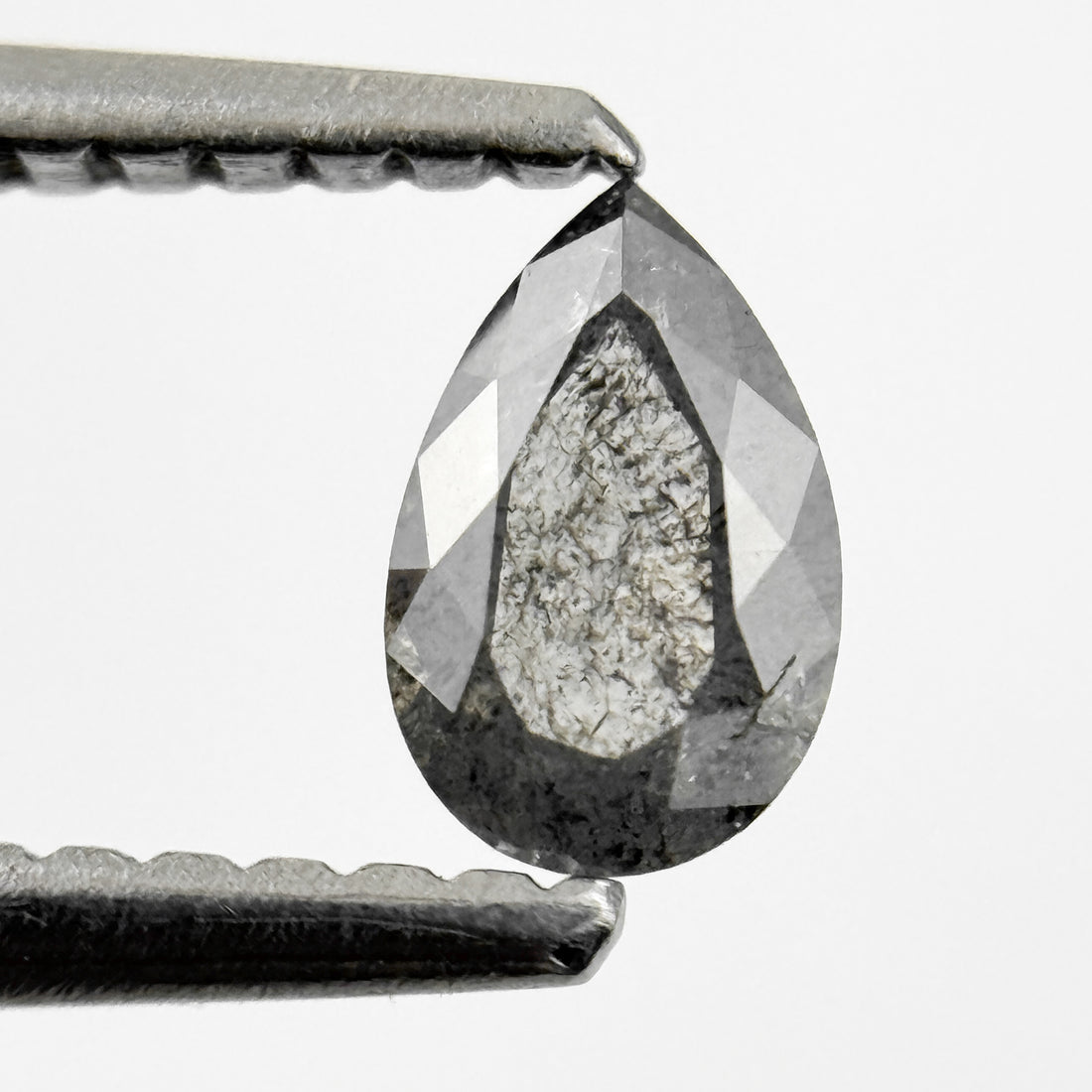 0.29 Ct Pear Rose Cut Grey Natural Salt and Pepper Diamond