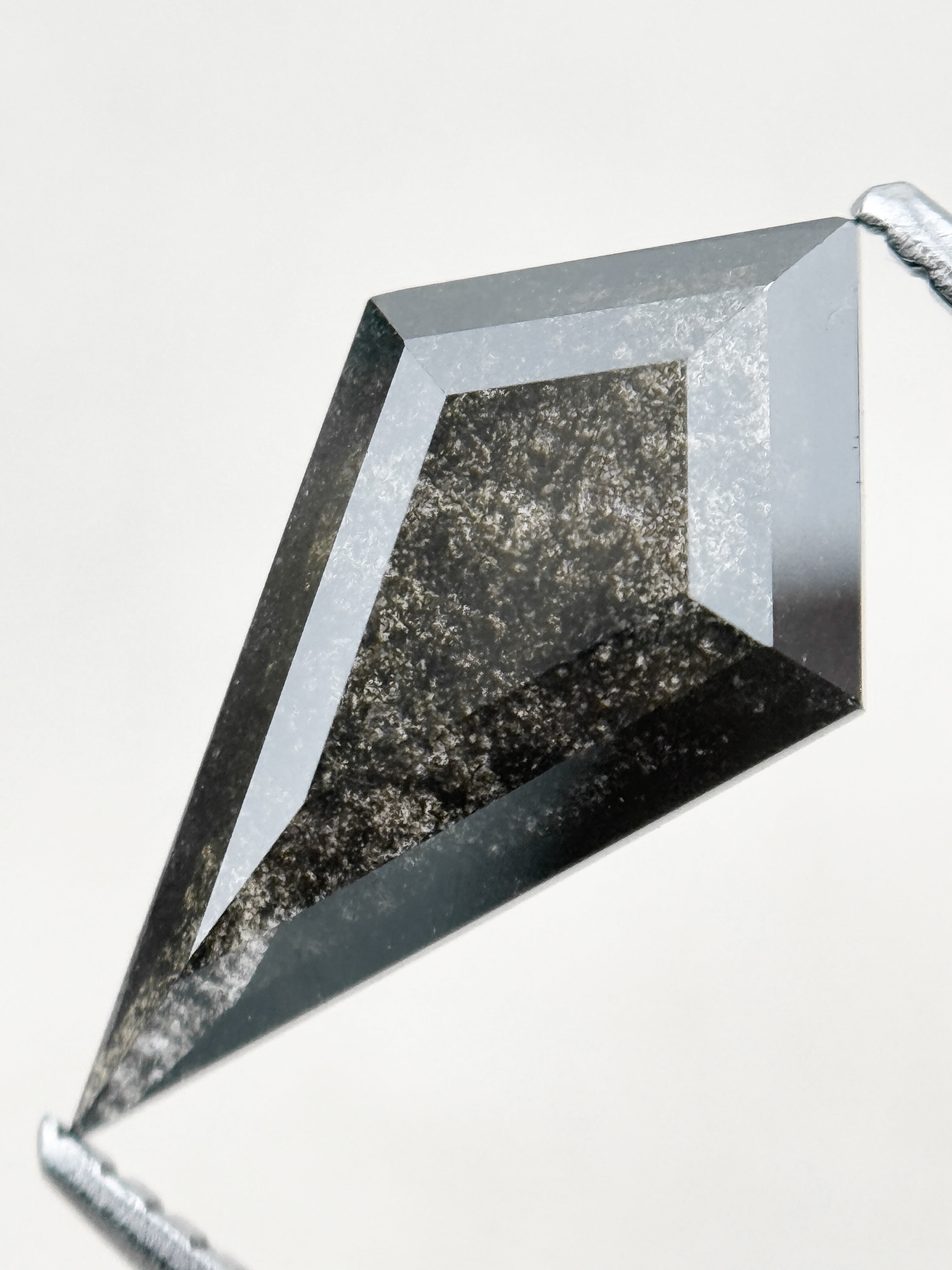 2.37 Ct Kite Rose Cut Grey Natural Salt and Pepper Diamond