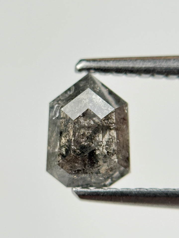 1.13 Ct Shield Rose Cut Grey Natural Salt and Pepper Diamond