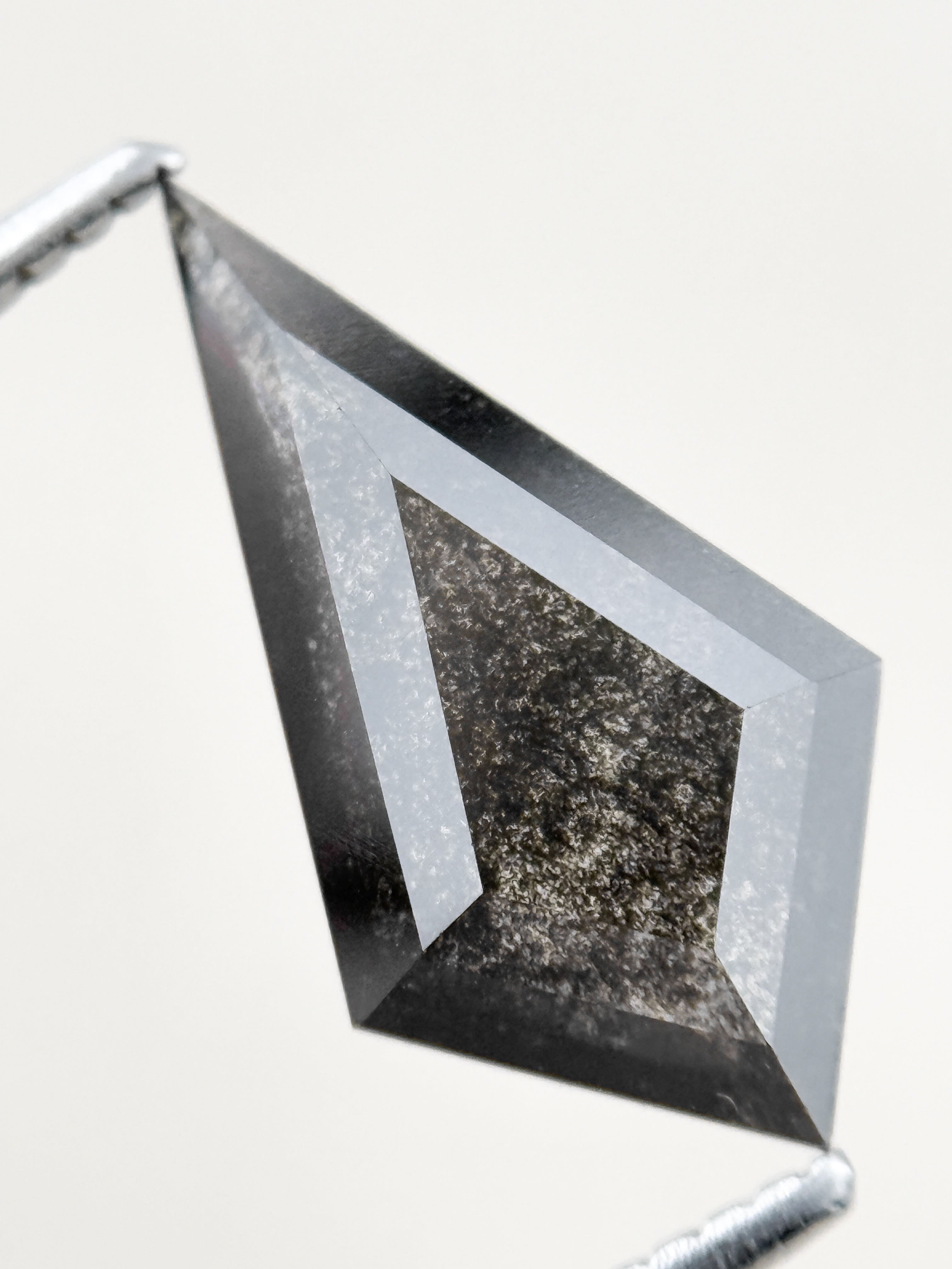 2.37 Ct Kite Rose Cut Grey Natural Salt and Pepper Diamond