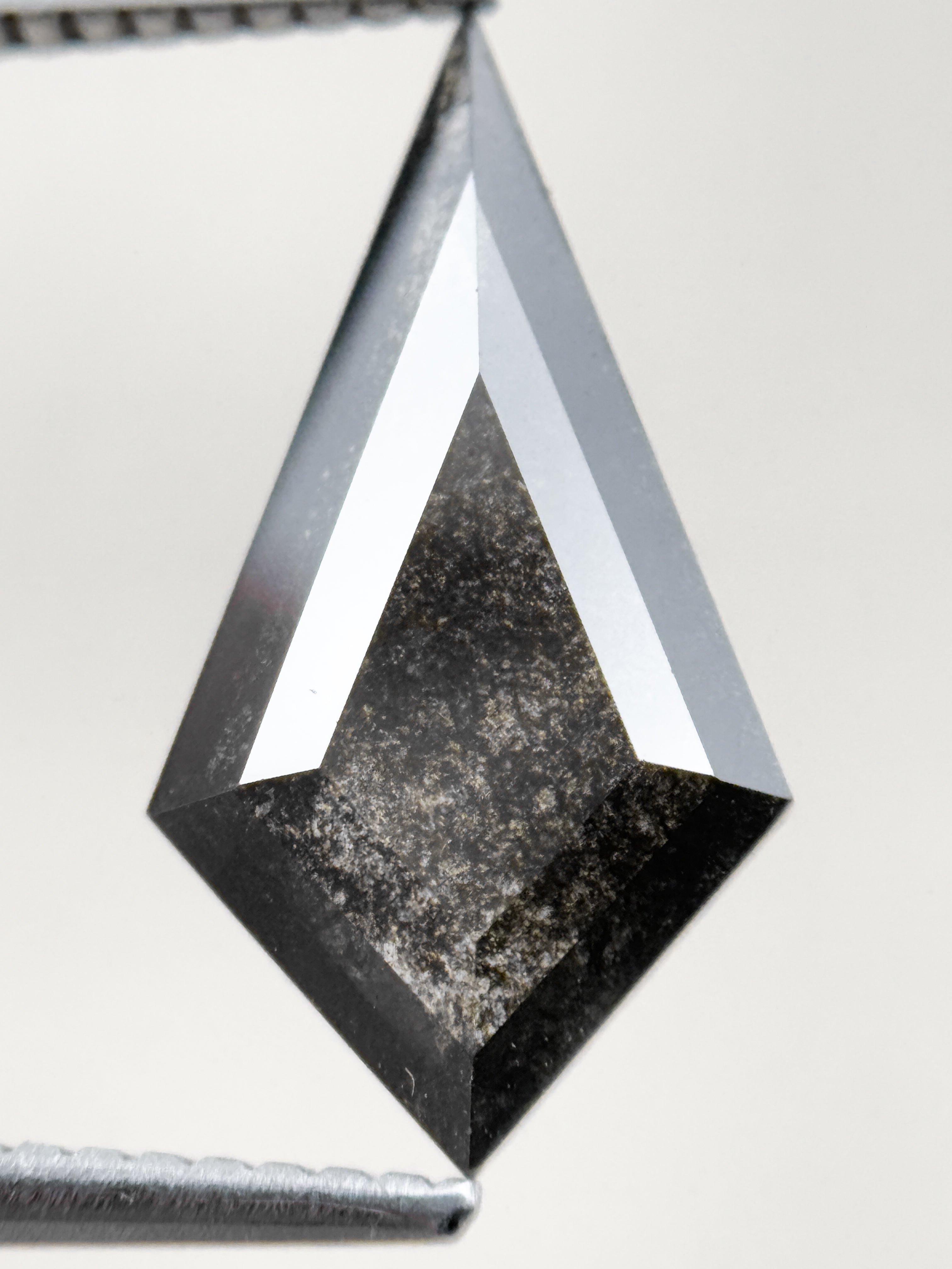2.37 Ct Kite Rose Cut Grey Natural Salt and Pepper Diamond