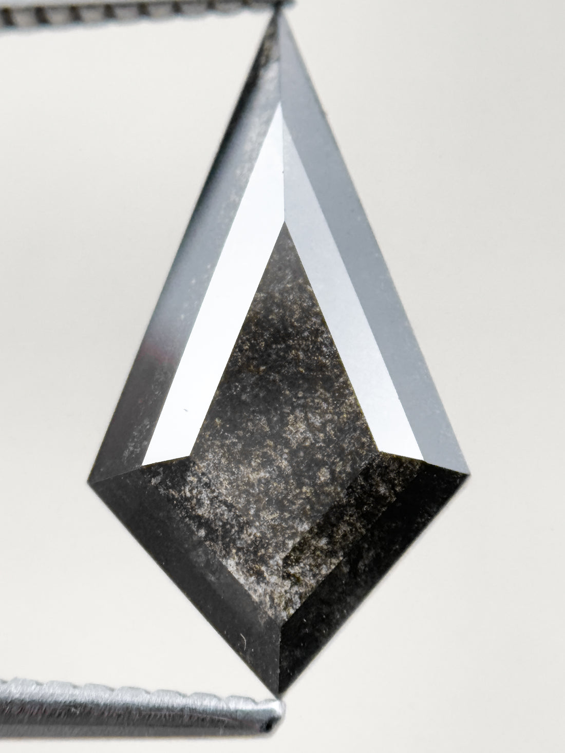 2.37 Ct Kite Rose Cut Grey Natural Salt and Pepper Diamond